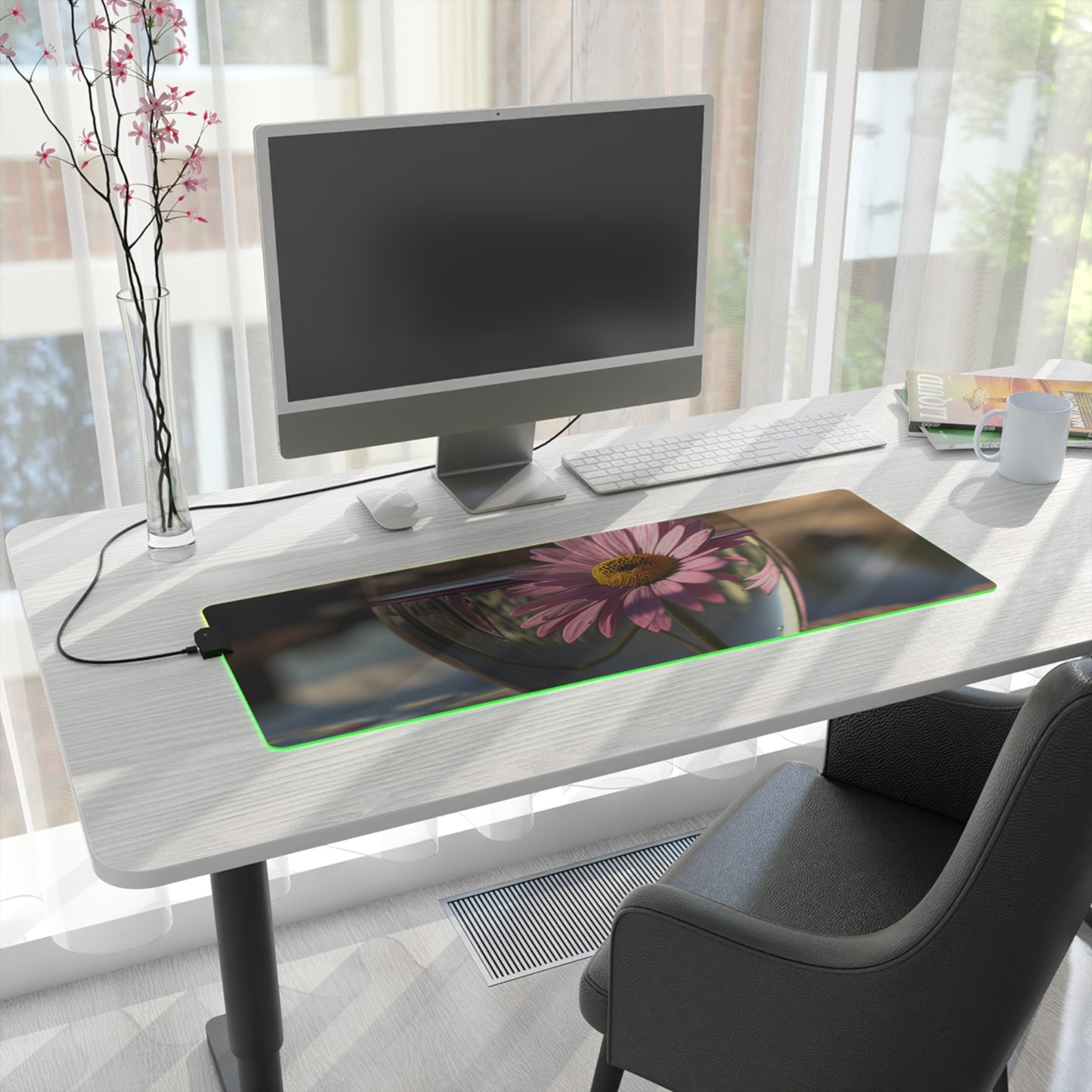 LED Gaming Mouse Pad Daisy in a vase 1