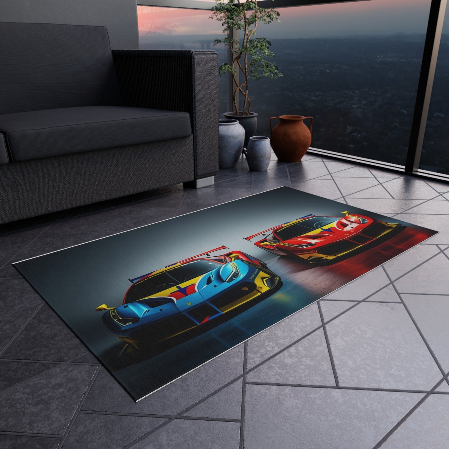 Outdoor Rug  Ferrari Red Blue 2