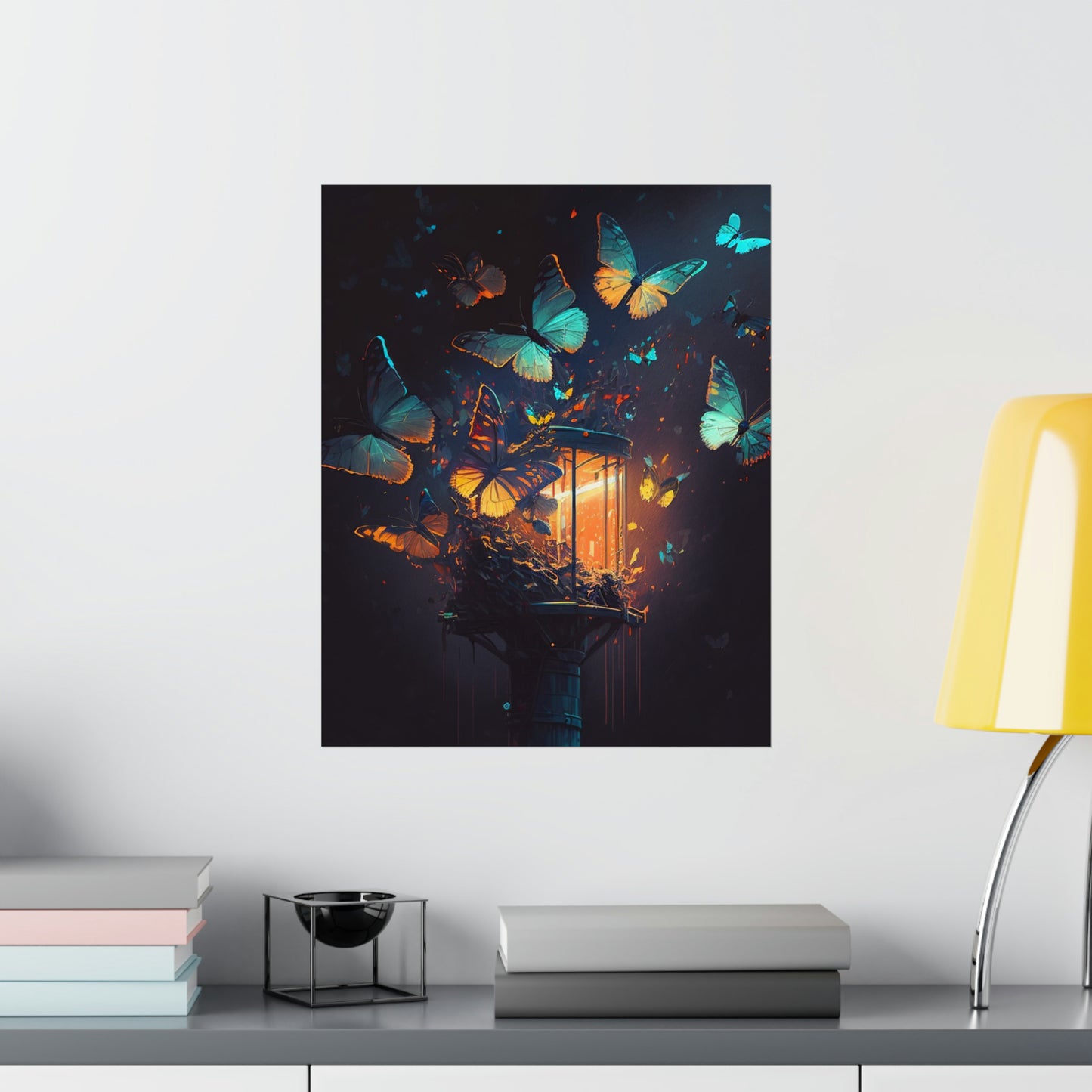 Premium Matte Vertical Posters Street Light Butterfly 1