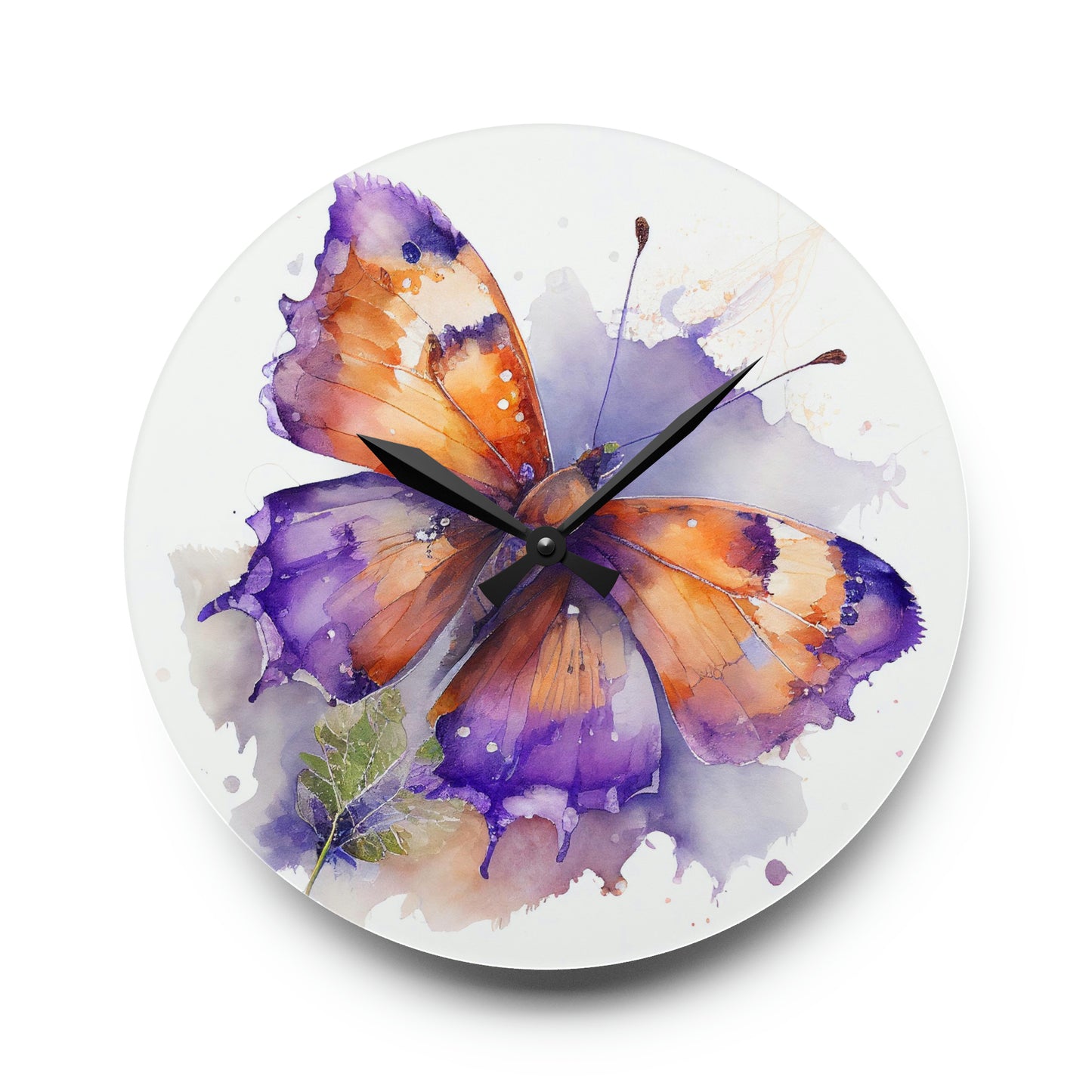 Acrylic Wall Clock MerlinRose Watercolor Butterfly 2