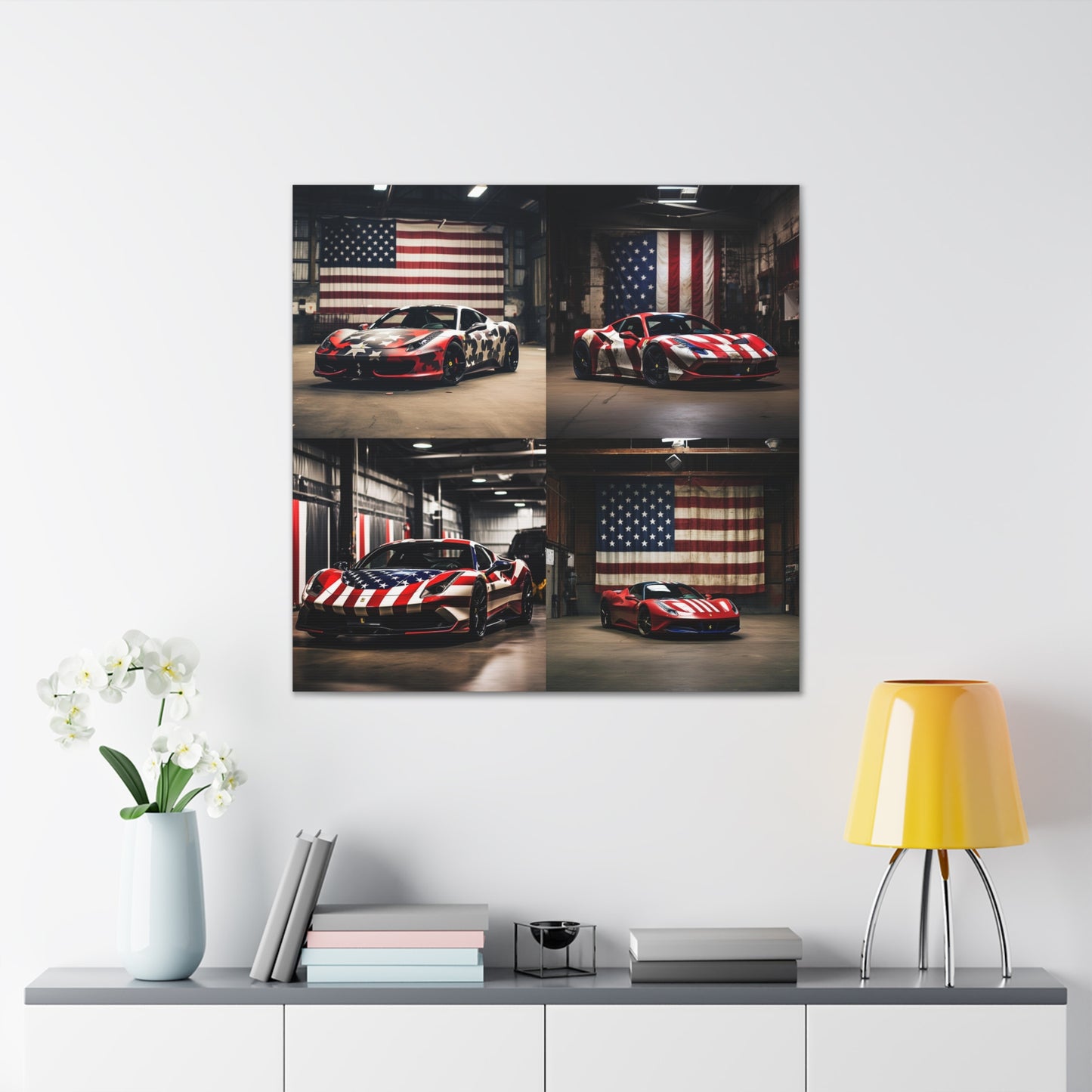 Canvas Gallery Wraps American Flag Farrari 5