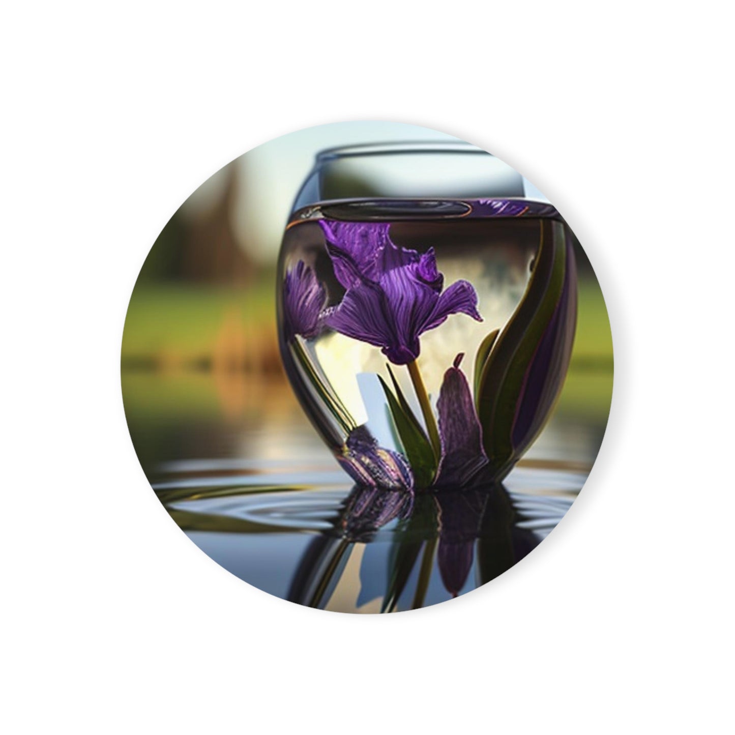 Cork Back Coaster Purple Iris in a vase 3