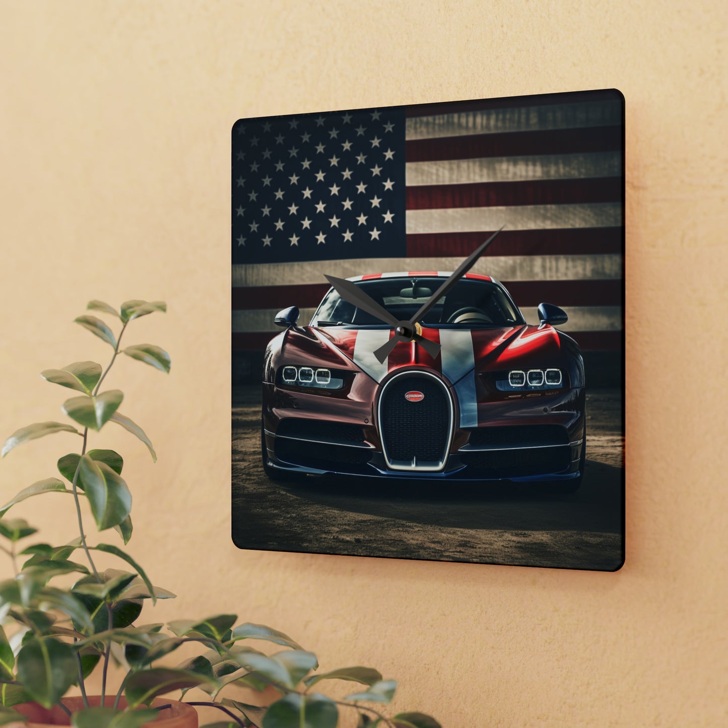 Acrylic Wall Clock Bugatti Flag 1