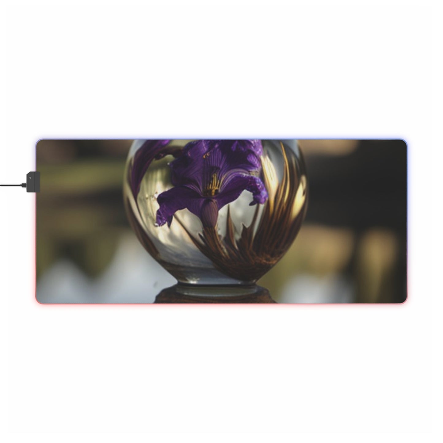 LED Gaming Mouse Pad Purple Iris in a vase 2