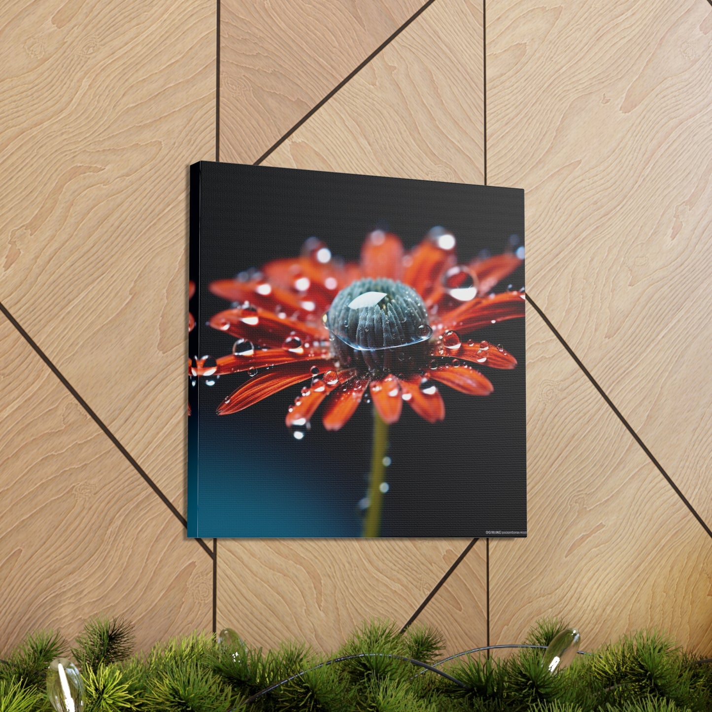 Canvas Gallery Wraps Water drop Macro Flower 1