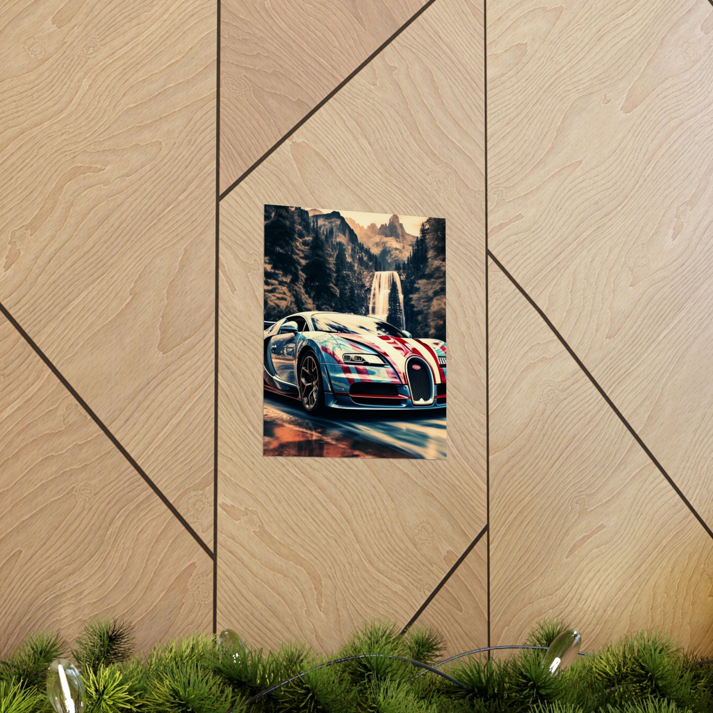 Premium Matte Vertical Posters Bugatti Waterfall 1