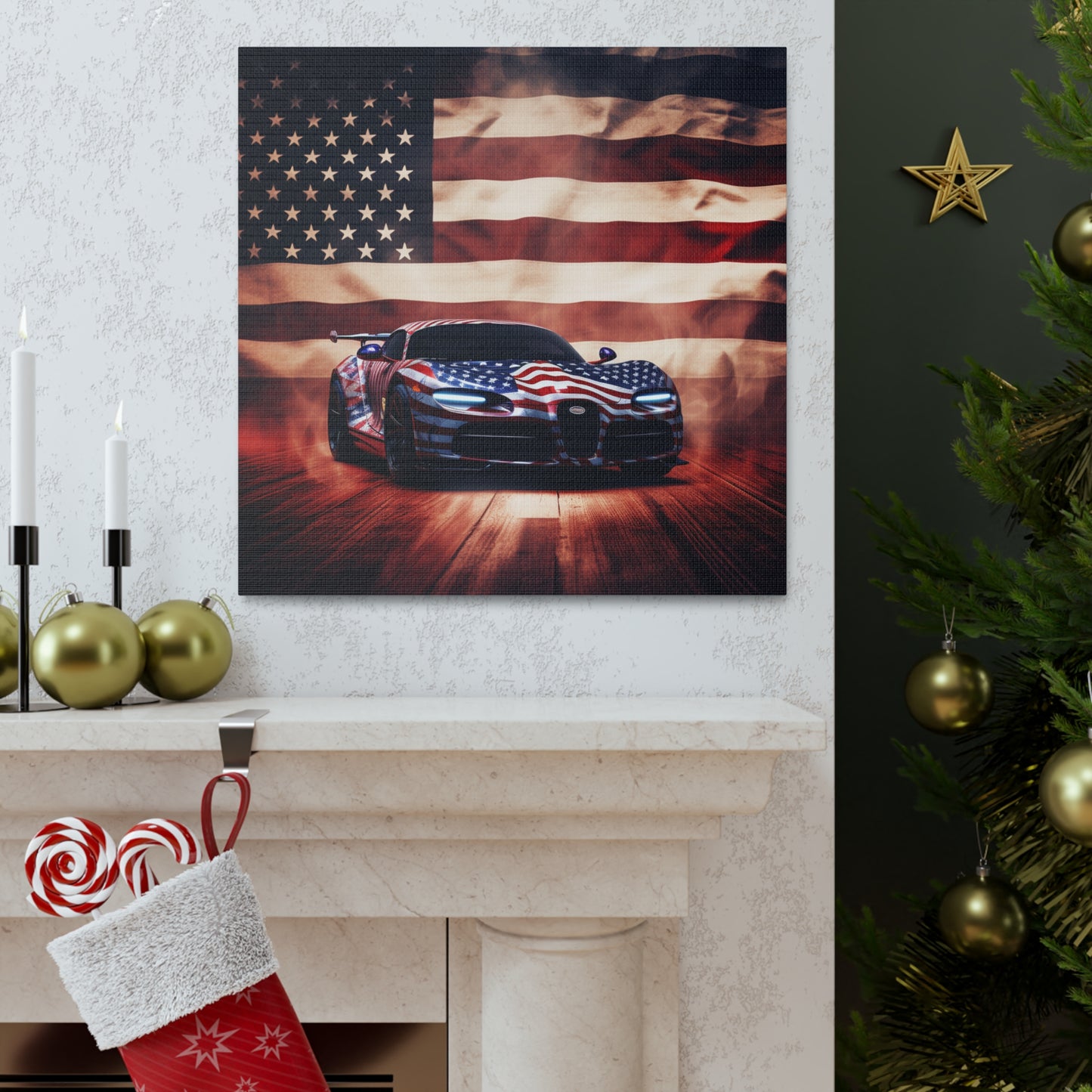 Canvas Gallery Wraps Abstract American Flag Background Bugatti 2