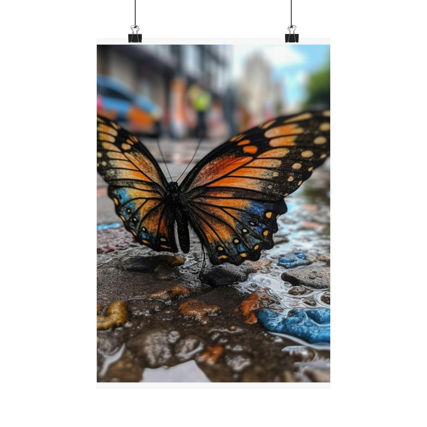 Premium Matte Vertical Posters Water Butterfly Street 4