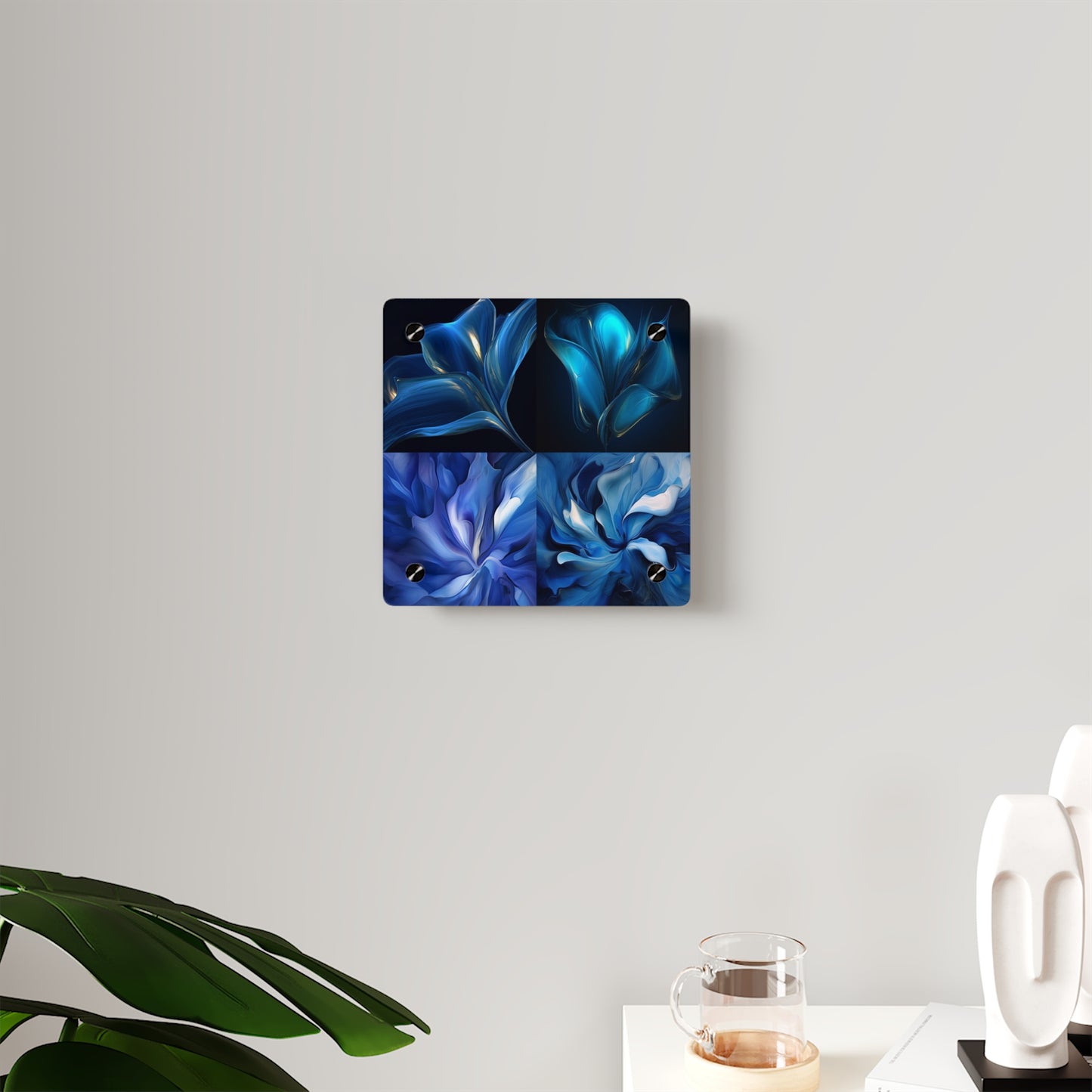 Acrylic Wall Art Panels Abstract Blue Tulip 5