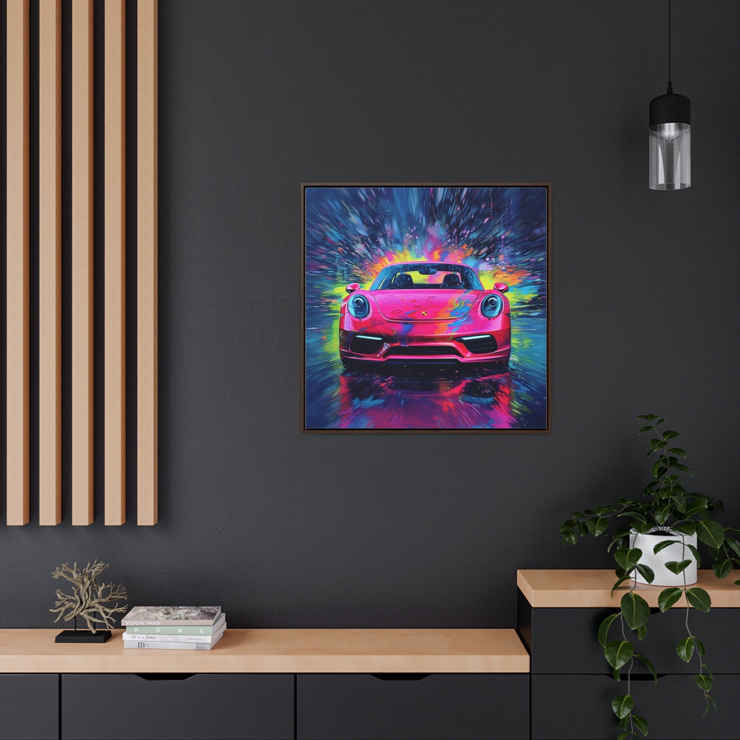 Gallery Canvas Wraps, Square Frame Pink Porsche water fusion 3