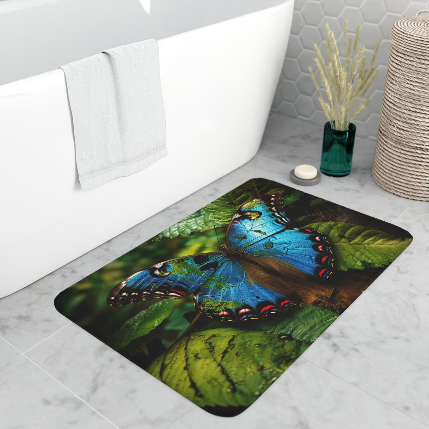 Memory Foam Bath Mat Jungle Butterfly 2