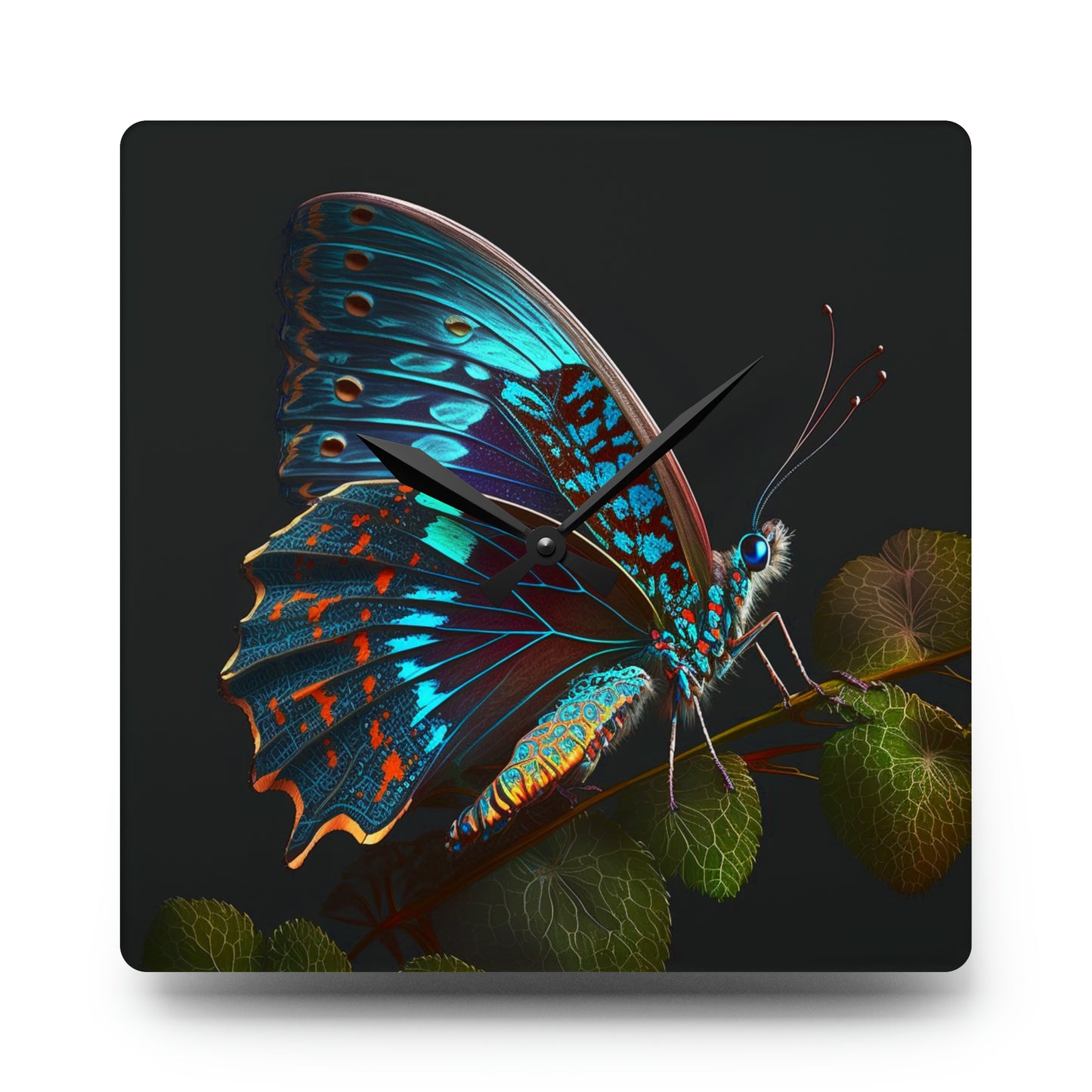 Acrylic Wall Clock Hue Neon Butterfly 2