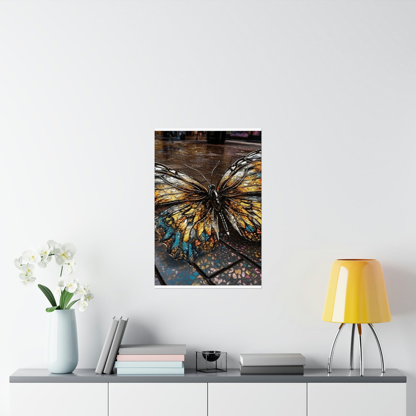 Premium Matte Vertical Posters Water Butterfly Street 1