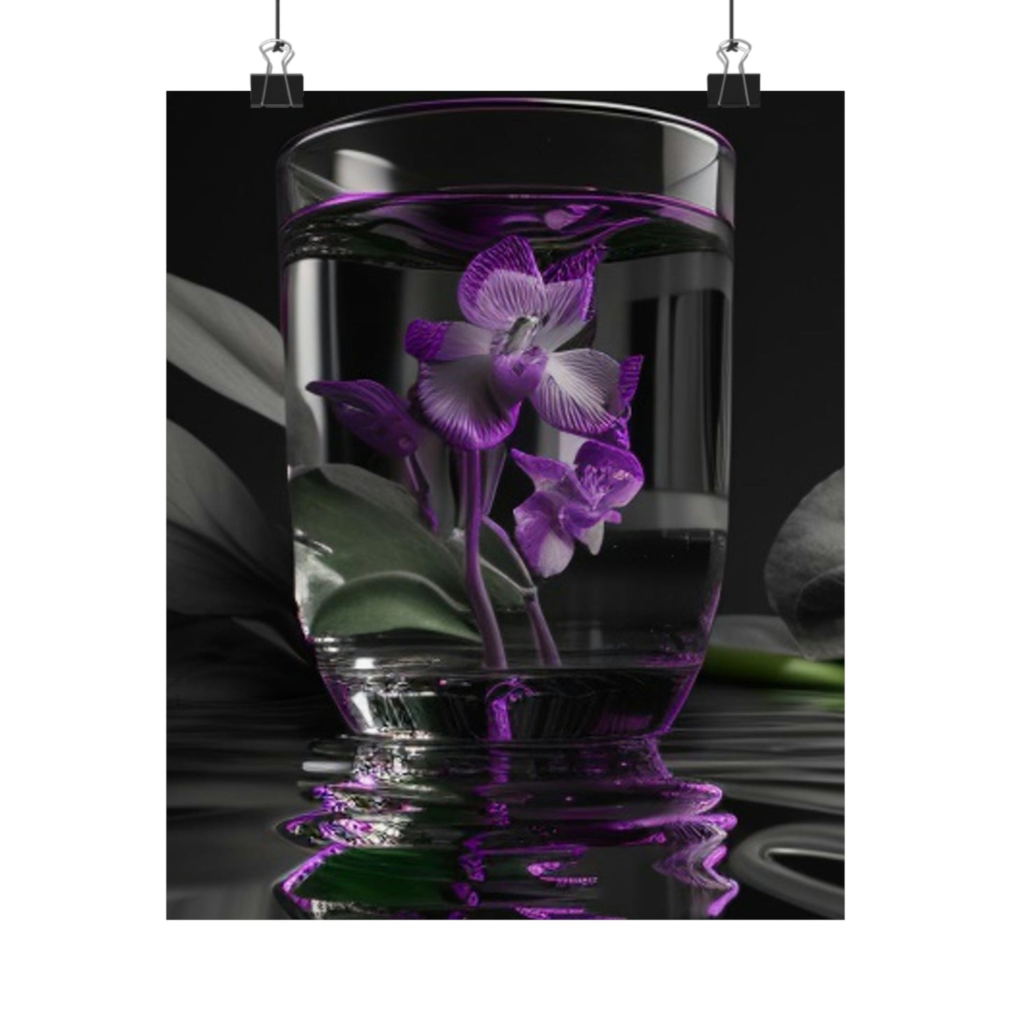 Premium Matte Vertical Posters Purple Orchid Glass vase 1