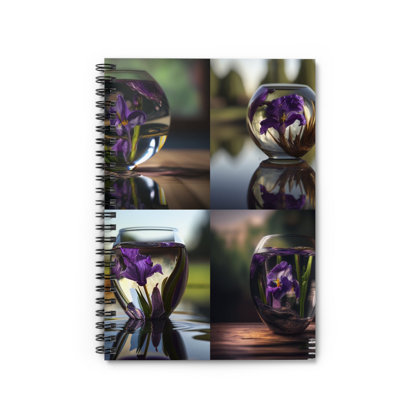 Spiral Notebook - Ruled Line Purple Iris in a vase 5