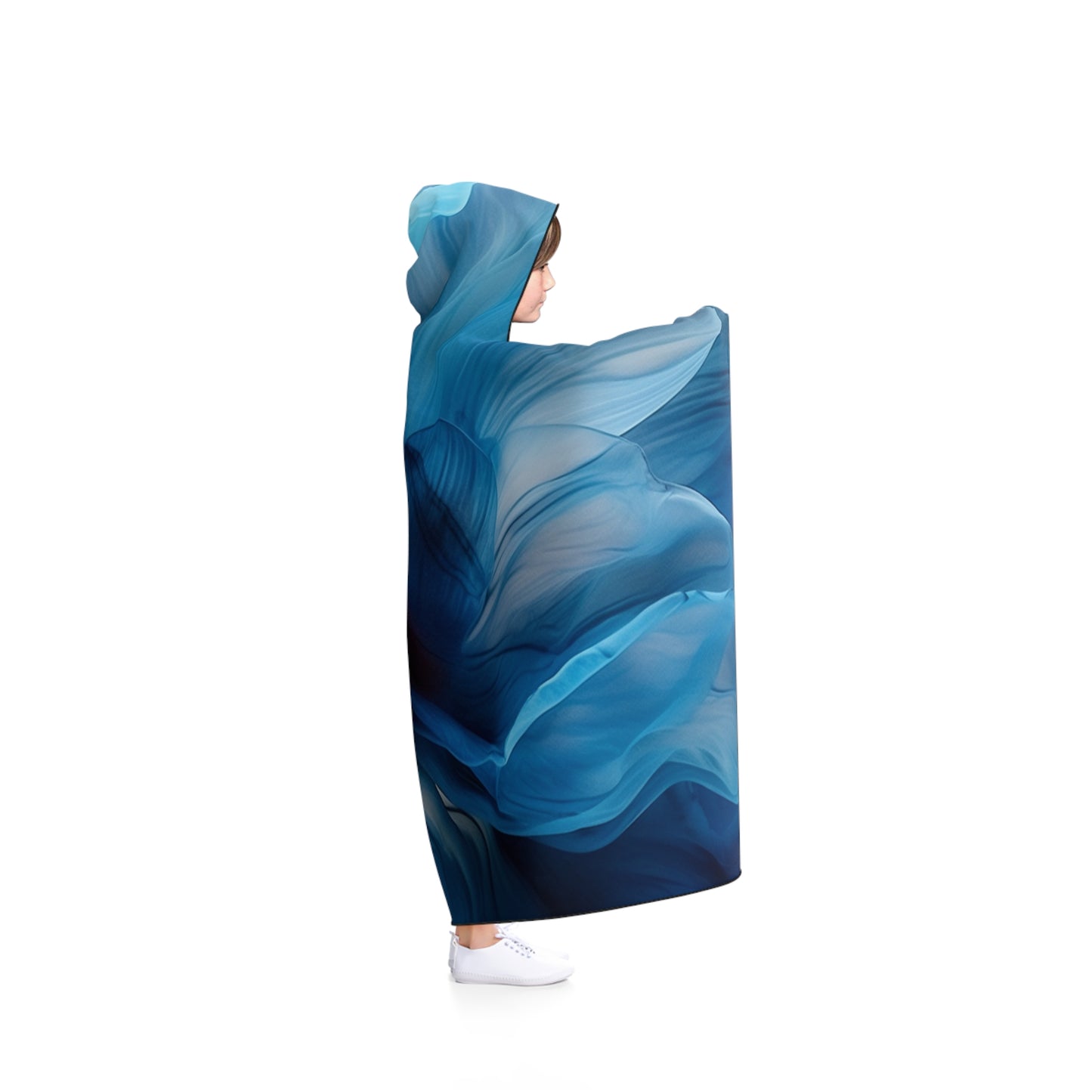 Hooded Blanket Blue Tluip Abstract 2