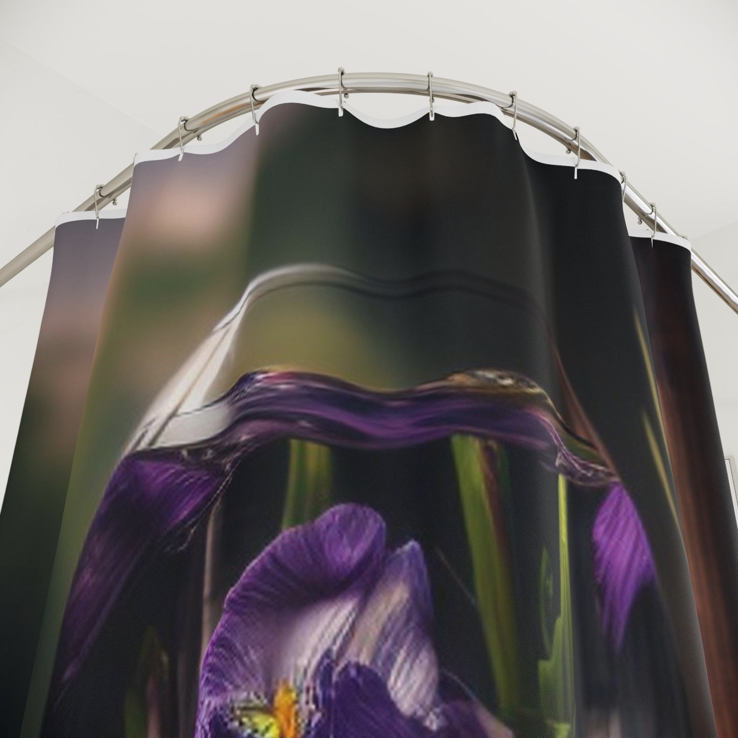 Polyester Shower Curtain Purple Iris in a vase 4