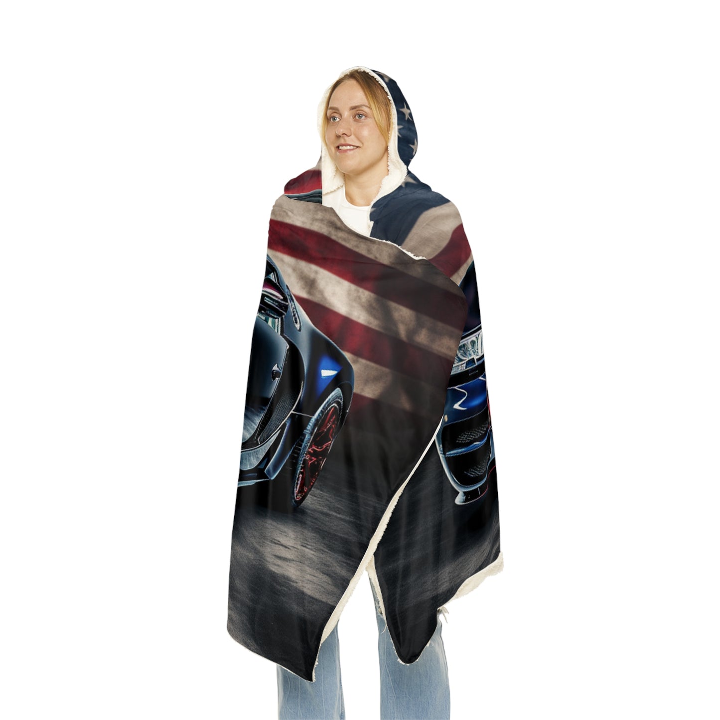 Snuggle Hooded Blanket Bugatti American Flag 4