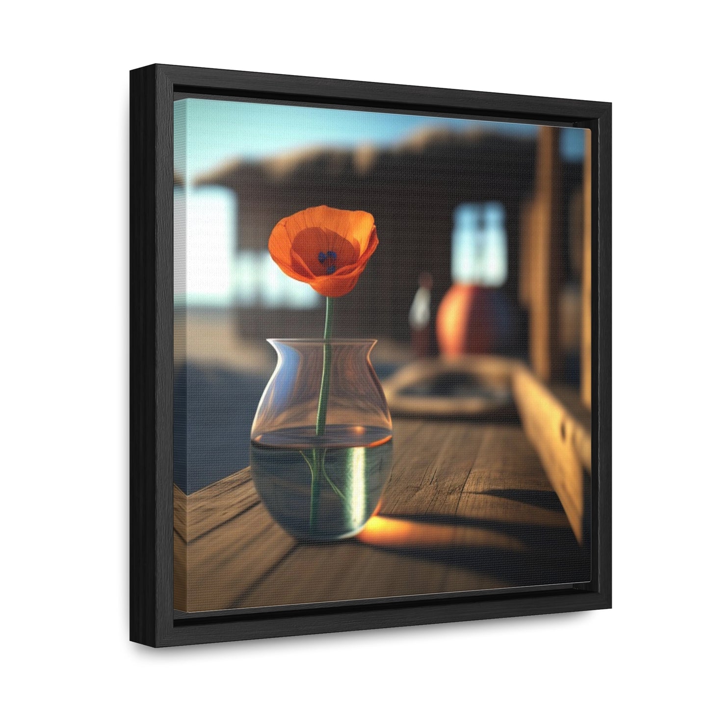 Gallery Canvas Wraps, Square Frame Poppy in a Glass Vase 2