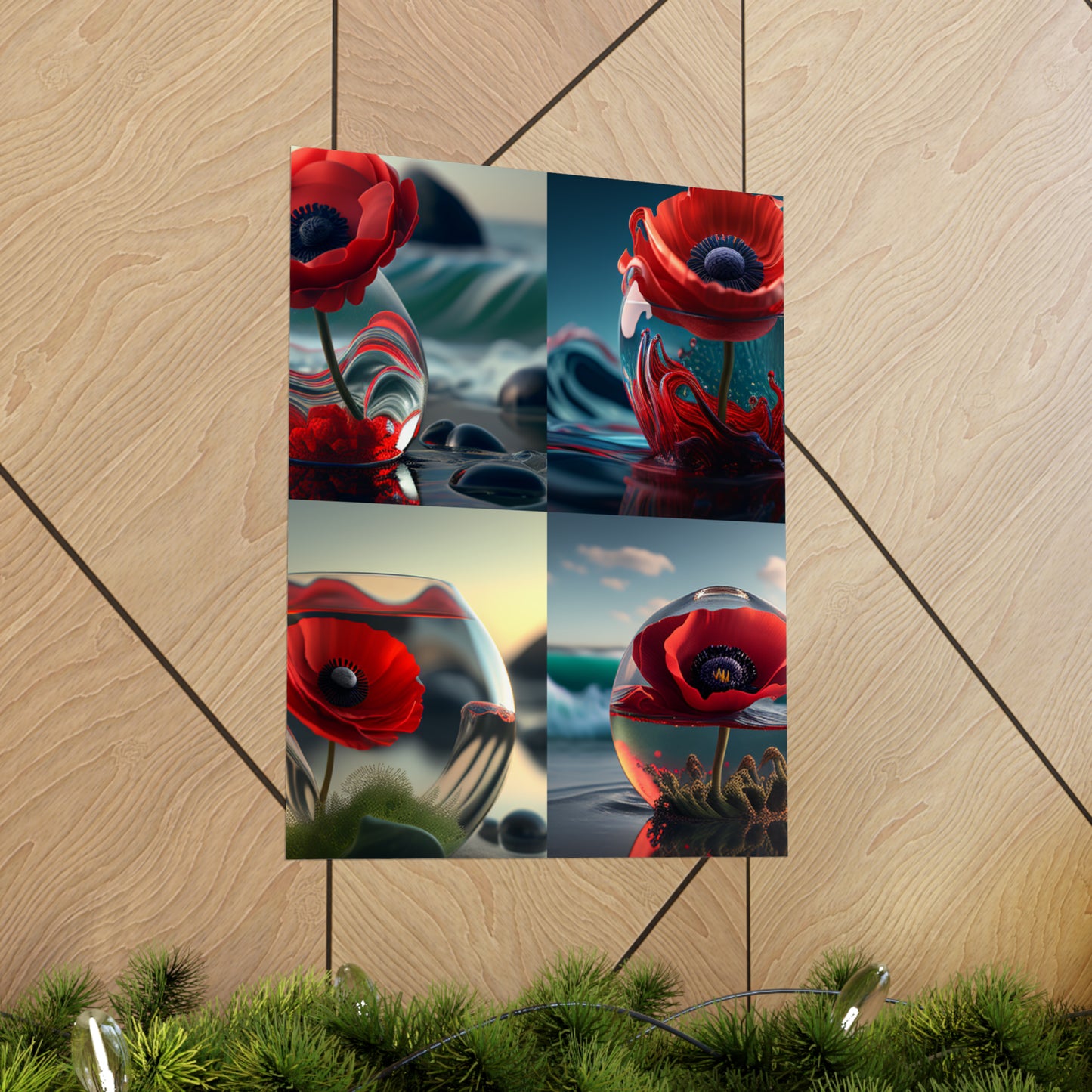 Premium Matte Vertical Posters Red Anemone in a Vase 5