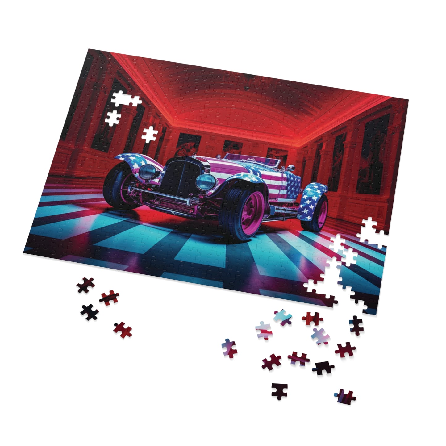 Jigsaw Puzzle (30, 110, 252, 500,1000-Piece) Macro Bugatti American Flag 3