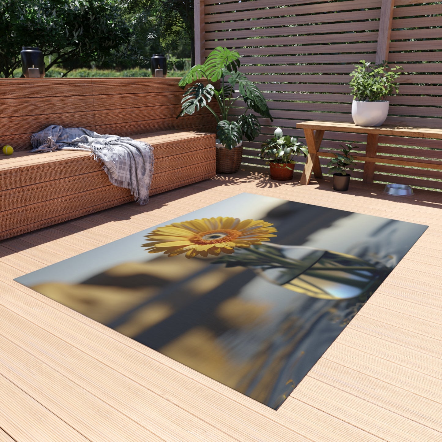 Outdoor Rug  yello Gerbera glass 4