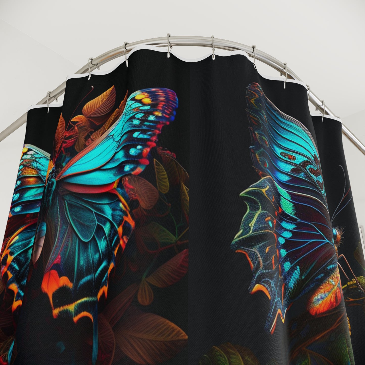 Polyester Shower Curtain Hue Neon Butterfly 5