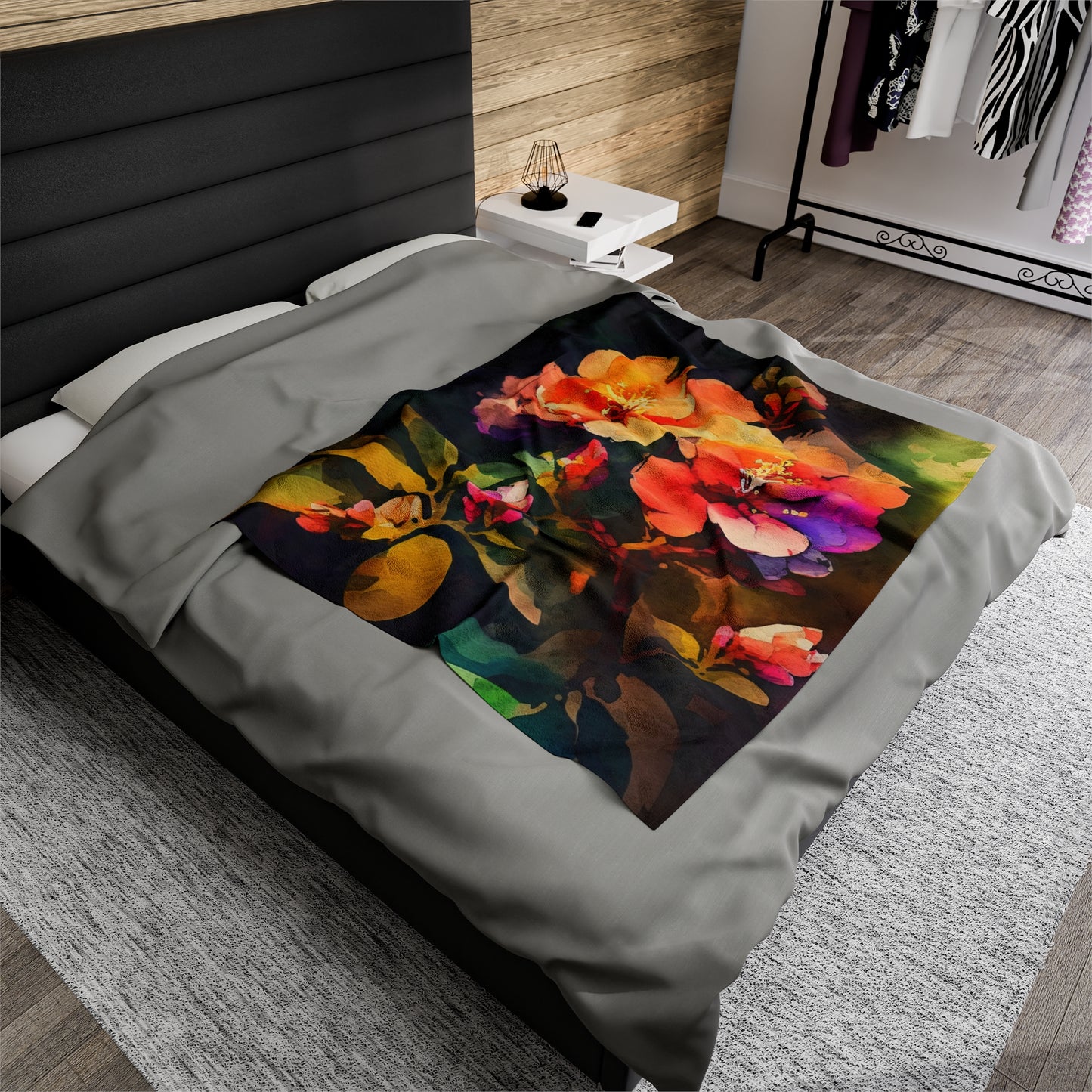 Velveteen Plush Blanket Bright Spring Flowers 2