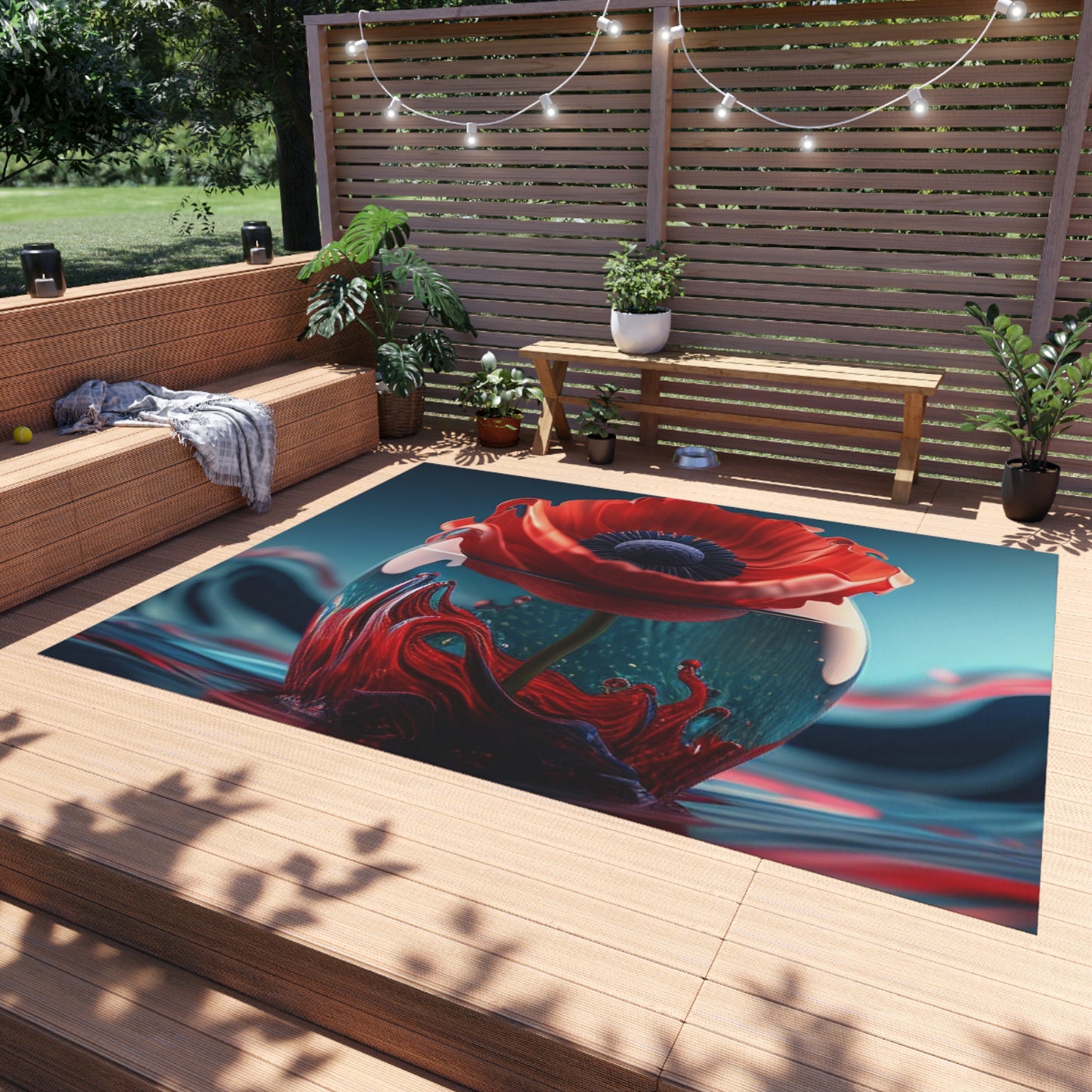 Outdoor Rug  Red Anemone in a Vase 2