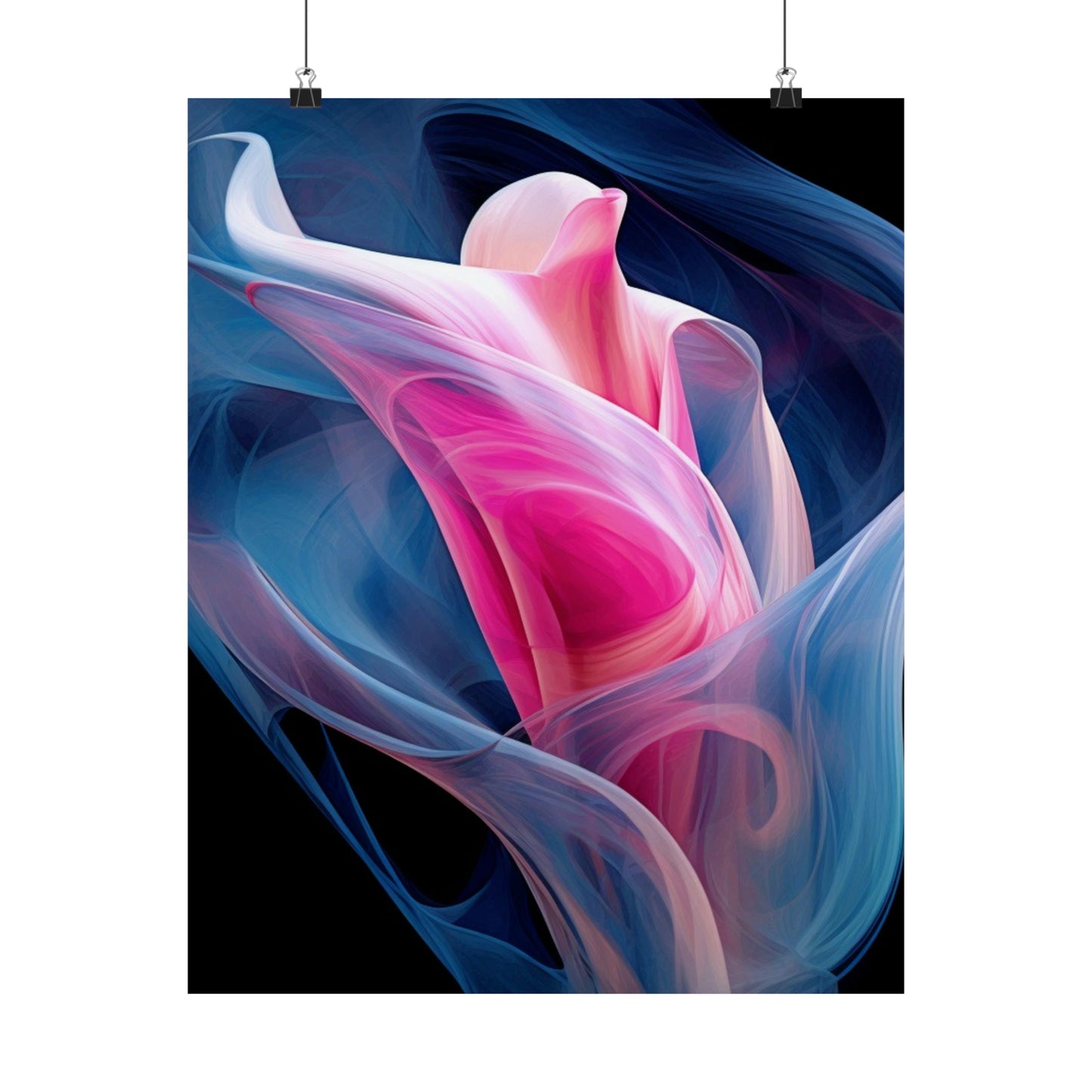 Premium Matte Vertical Posters Pink & Blue Tulip Rose 3