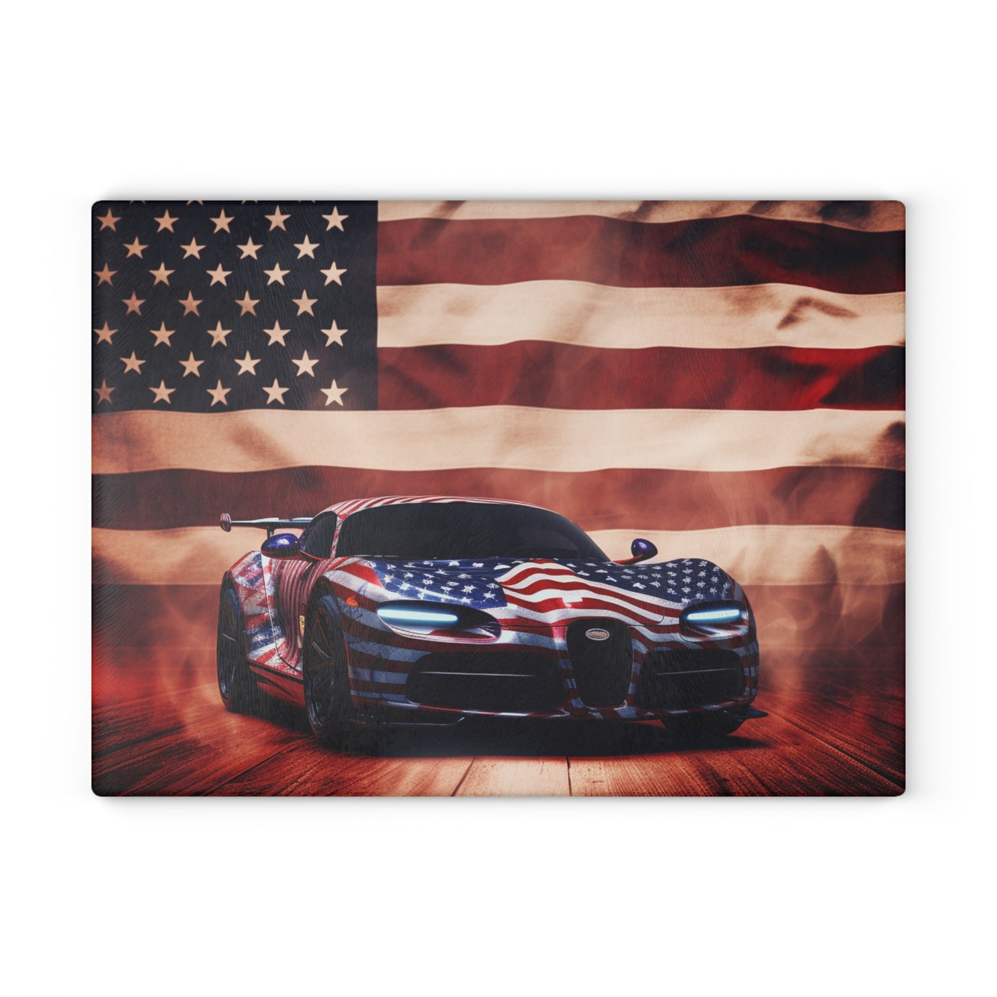 Glass Cutting Board Abstract American Flag Background Bugatti 2