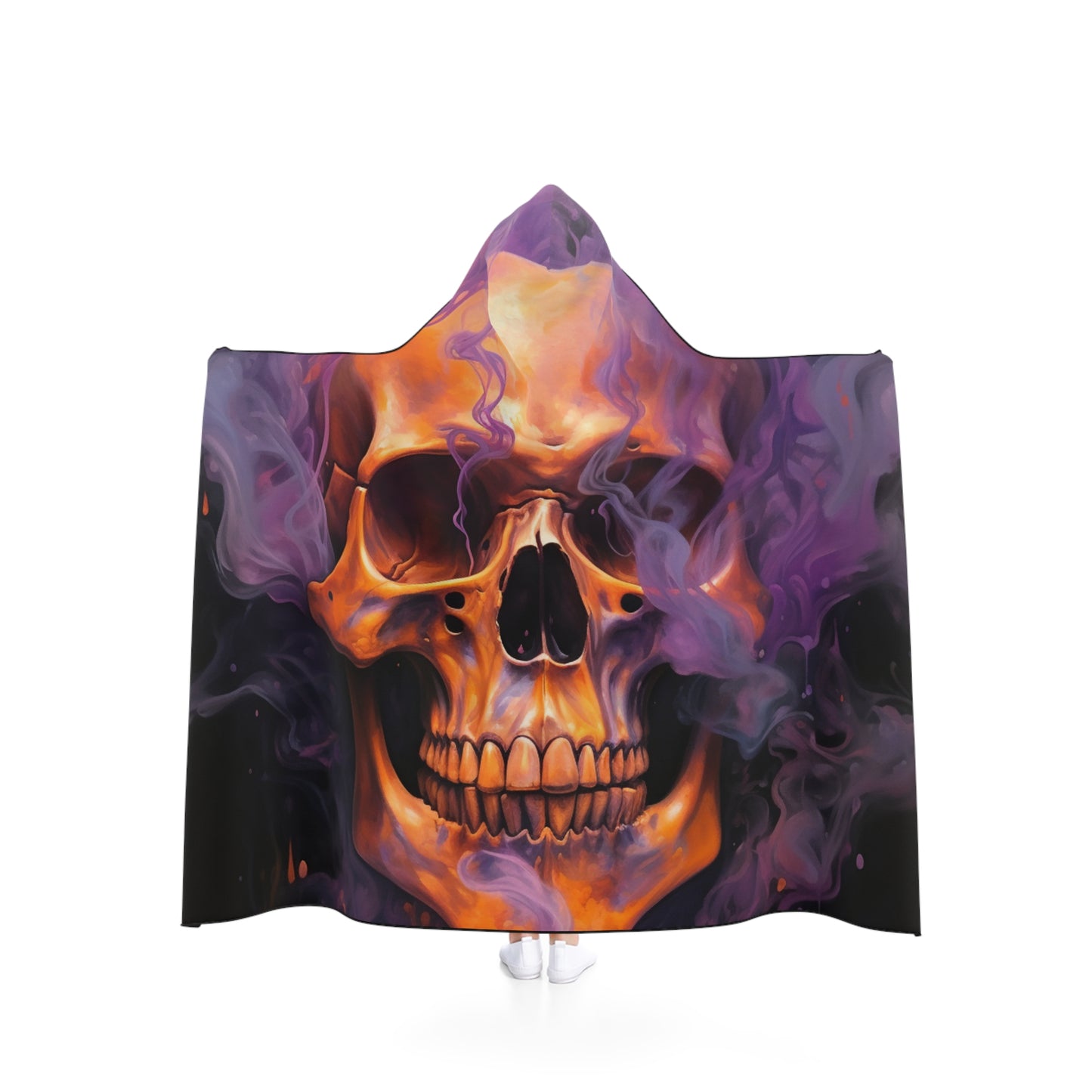 Hooded Blanket Skull Flames 4