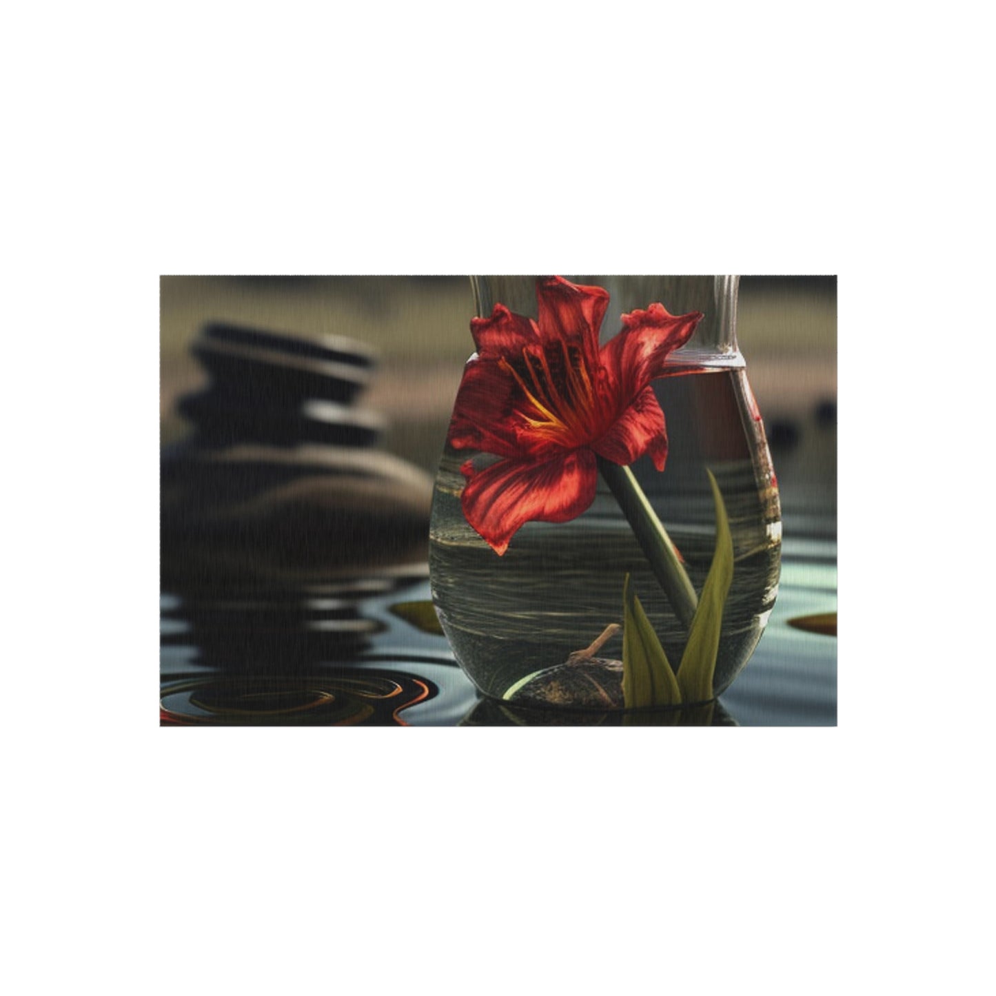 Outdoor Rug  Red Lily in a Glass vase 4