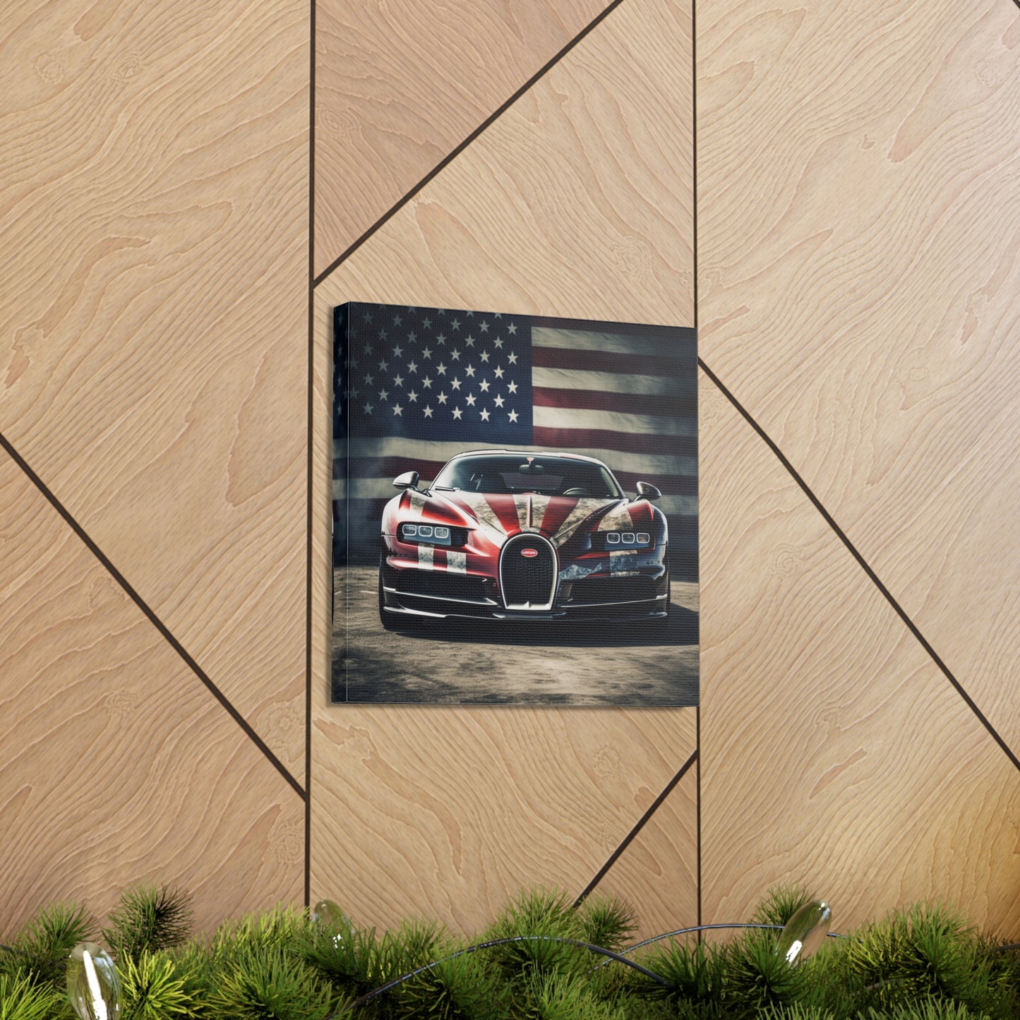 Canvas Gallery Wraps American Flag Background Bugatti 3