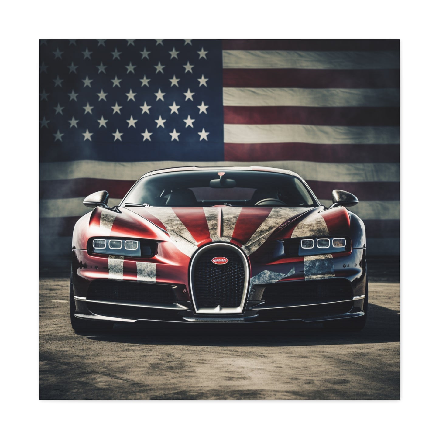 Canvas Gallery Wraps American Flag Background Bugatti 3