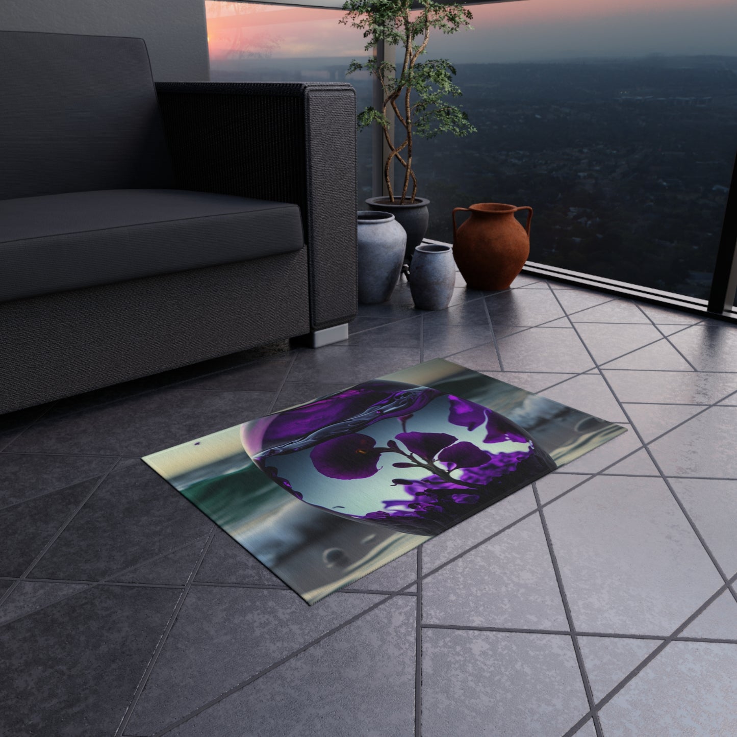 Outdoor Rug  Purple Sweet pea in a vase 4