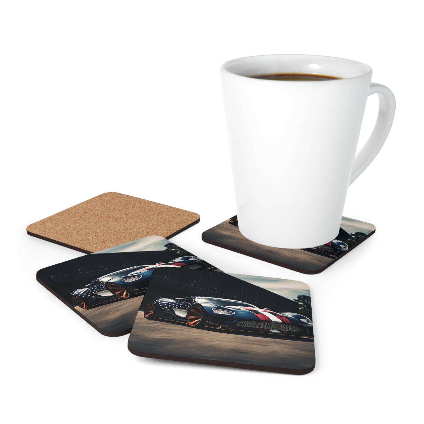 Corkwood Coaster Set Bugatti Flag American 2