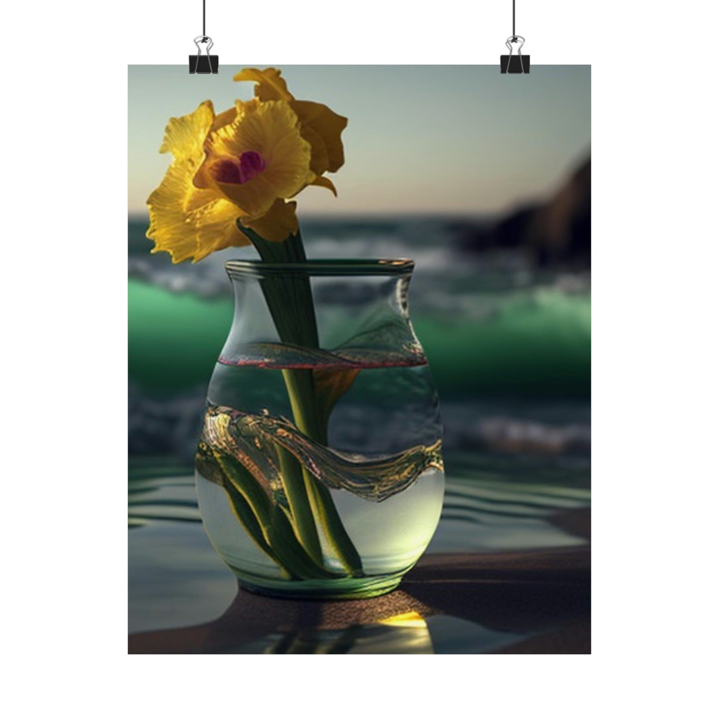 Premium Matte Vertical Posters Yellow Gladiolus glass 1