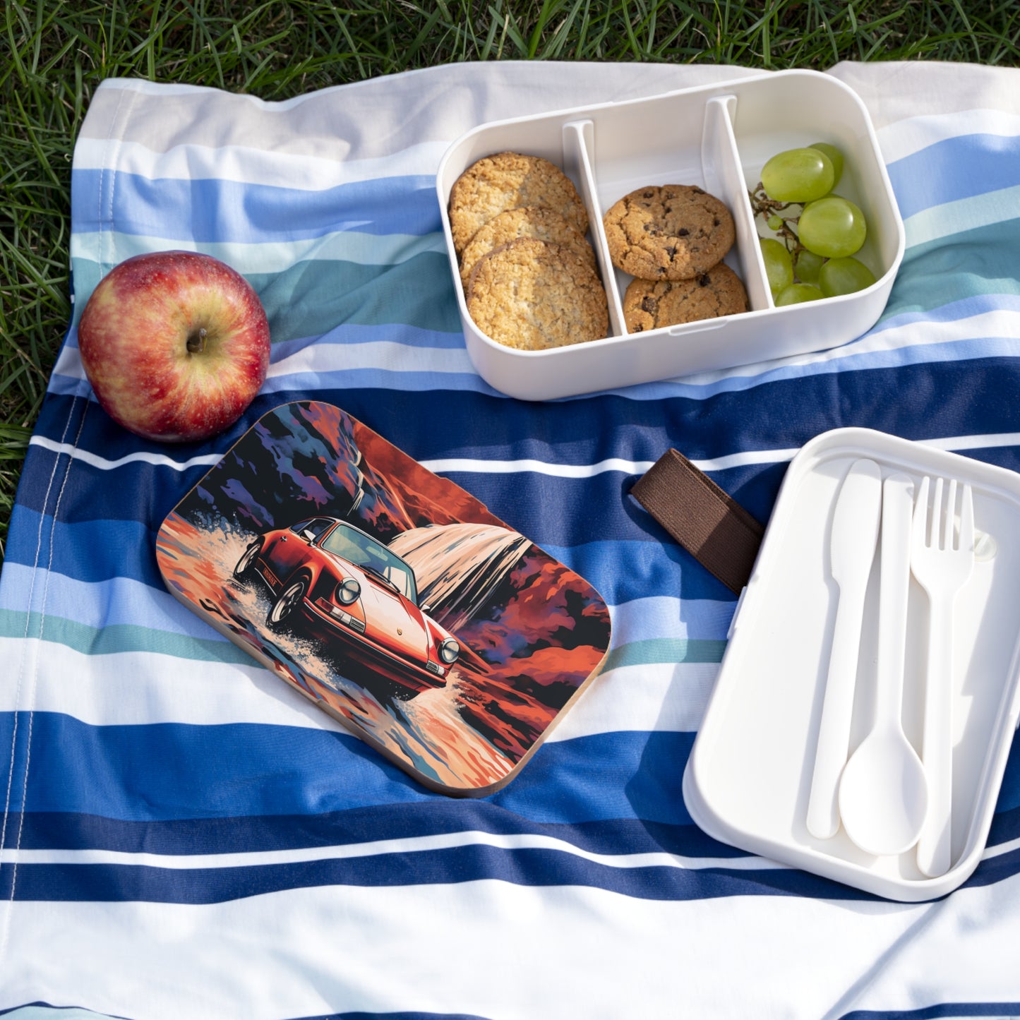 Bento Lunch Box American Flag Porsche Abstract 4
