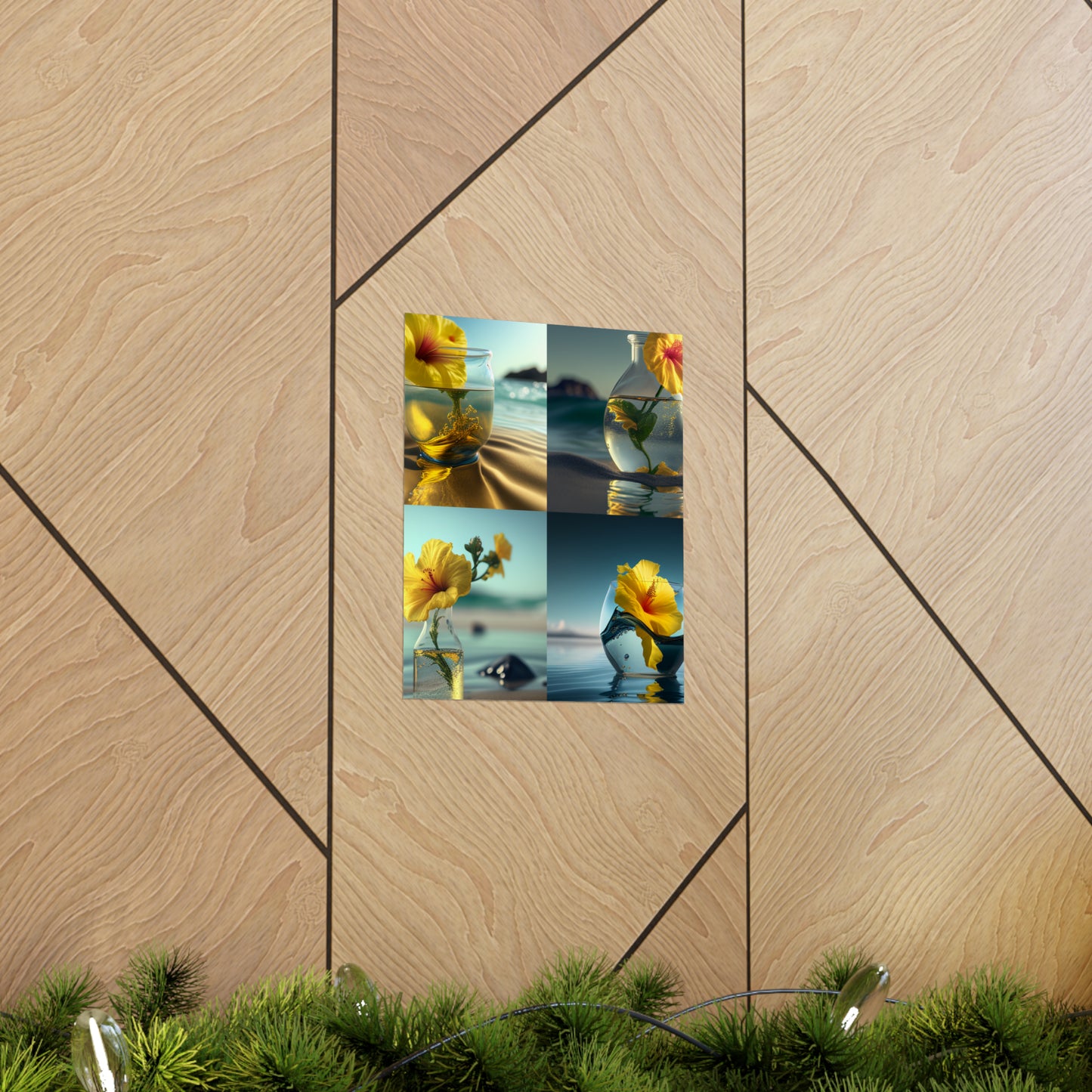 Premium Matte Vertical Posters Yellow Hibiscus glass 5