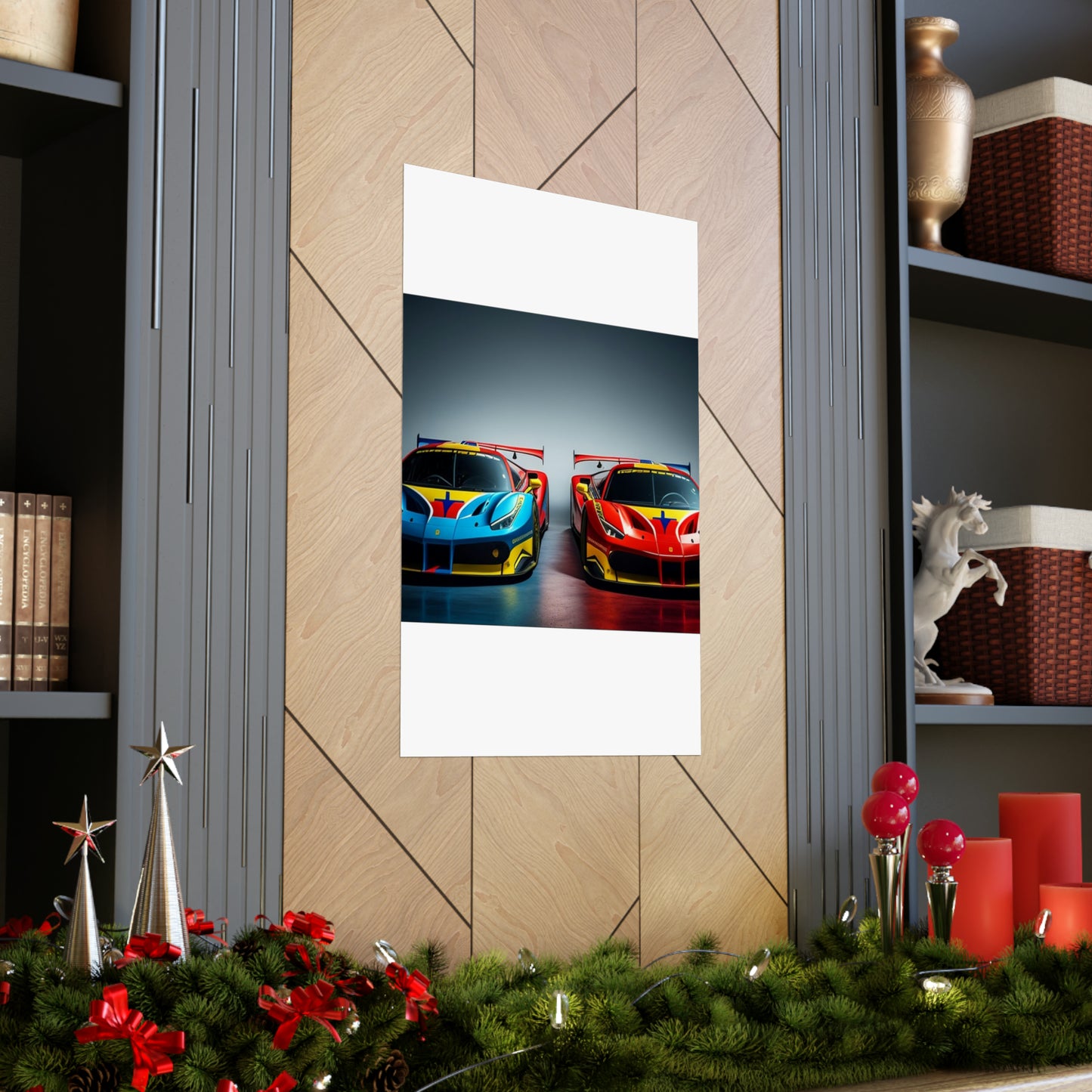 Premium Matte Vertical Posters Ferrari Red Blue 2