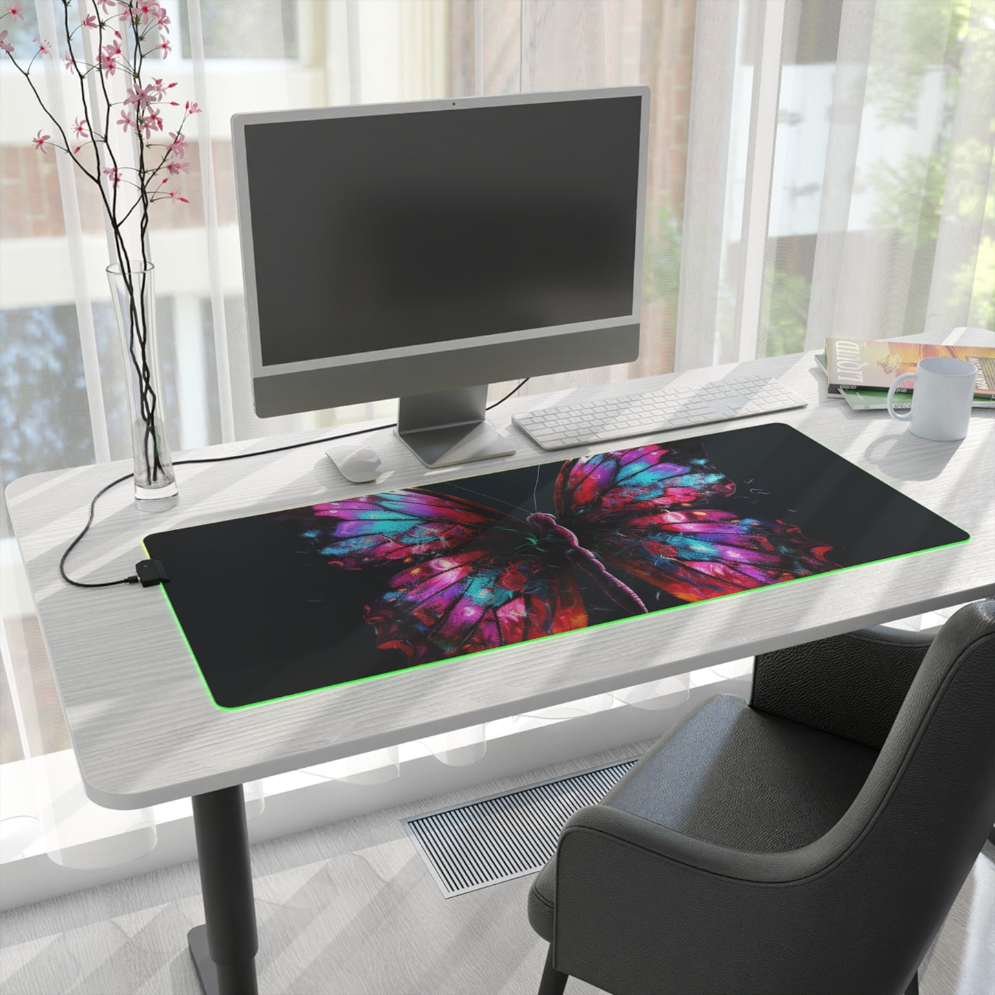 LED Gaming Mouse Pad Hyper Colorful Butterfly Macro 3