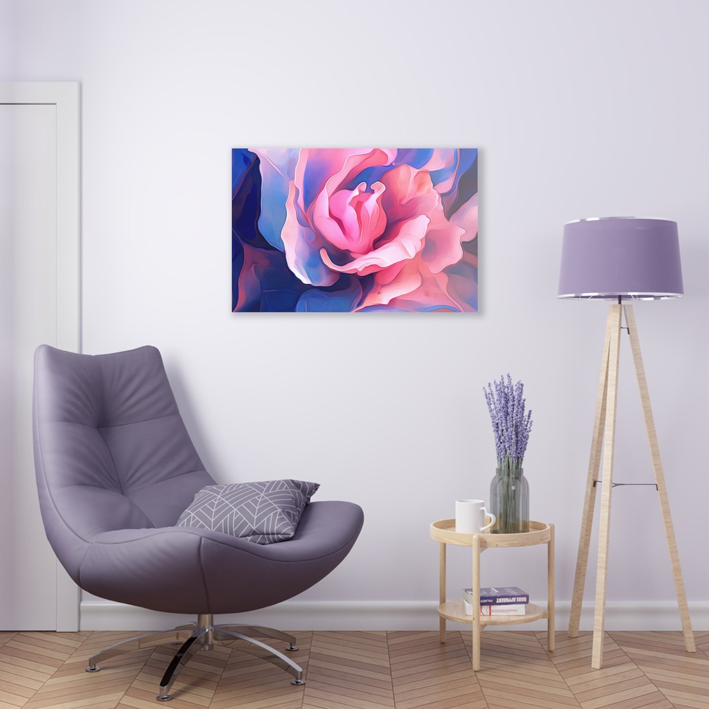 Acrylic Prints Pink & Blue Tulip Rose 1