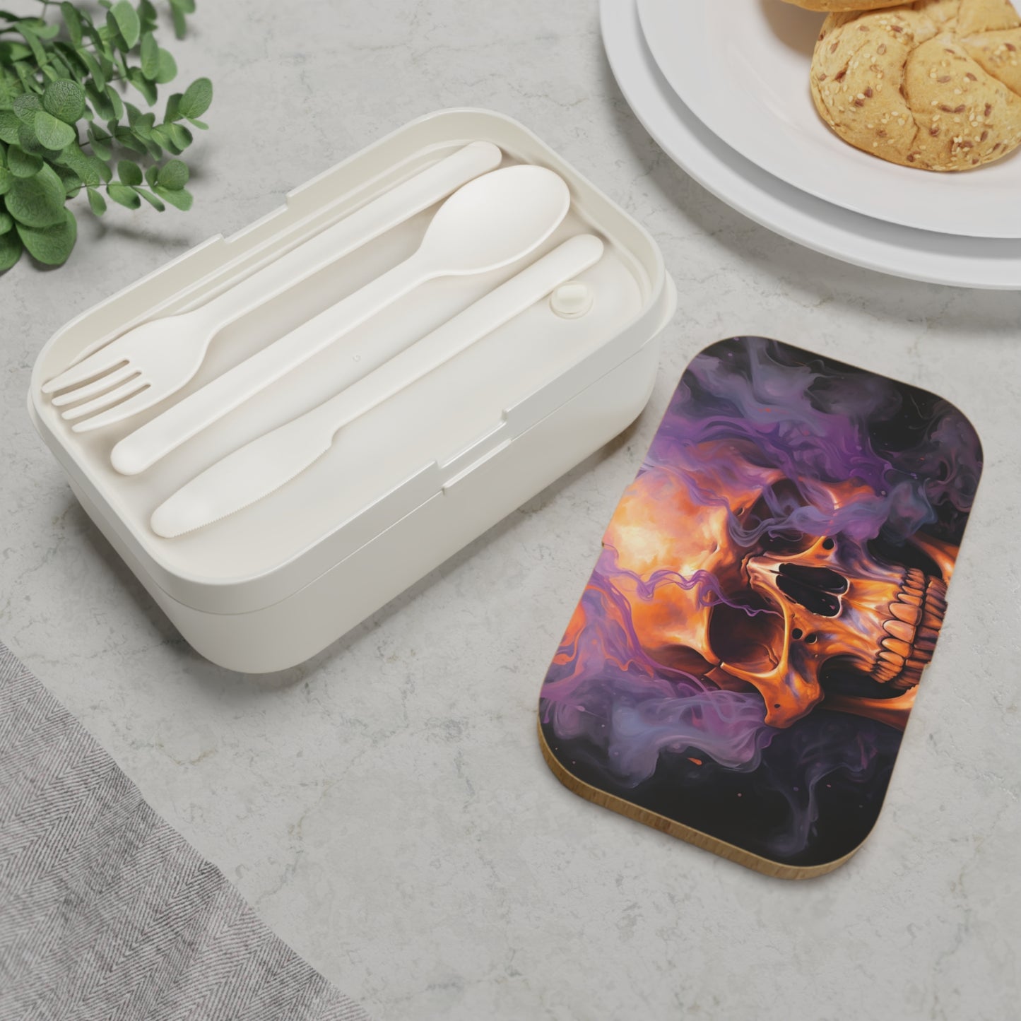 Bento Lunch Box Skull Flames 4