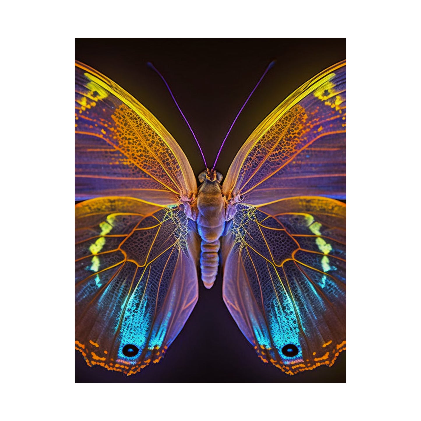 Premium Matte Vertical Posters Neon Butterfly Flair 2