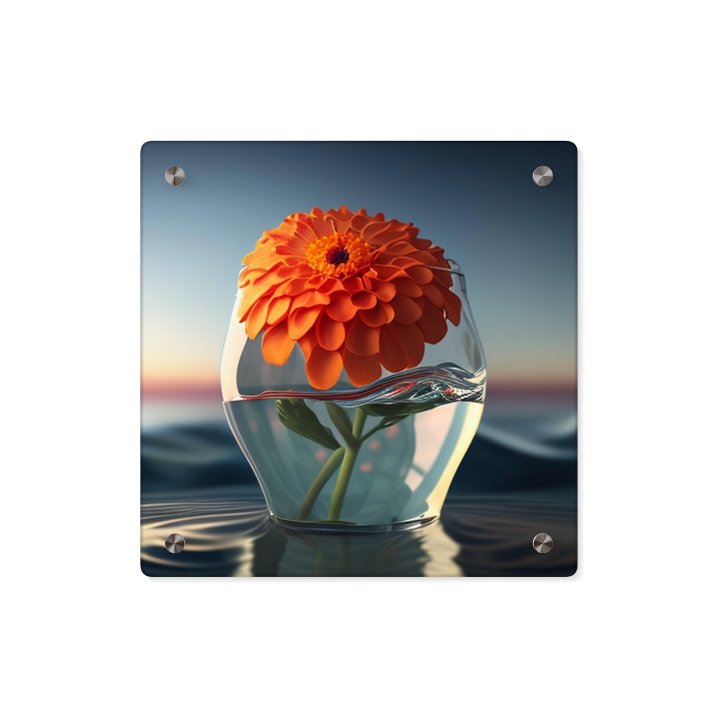 Acrylic Wall Art Panels Orange Zinnia 4