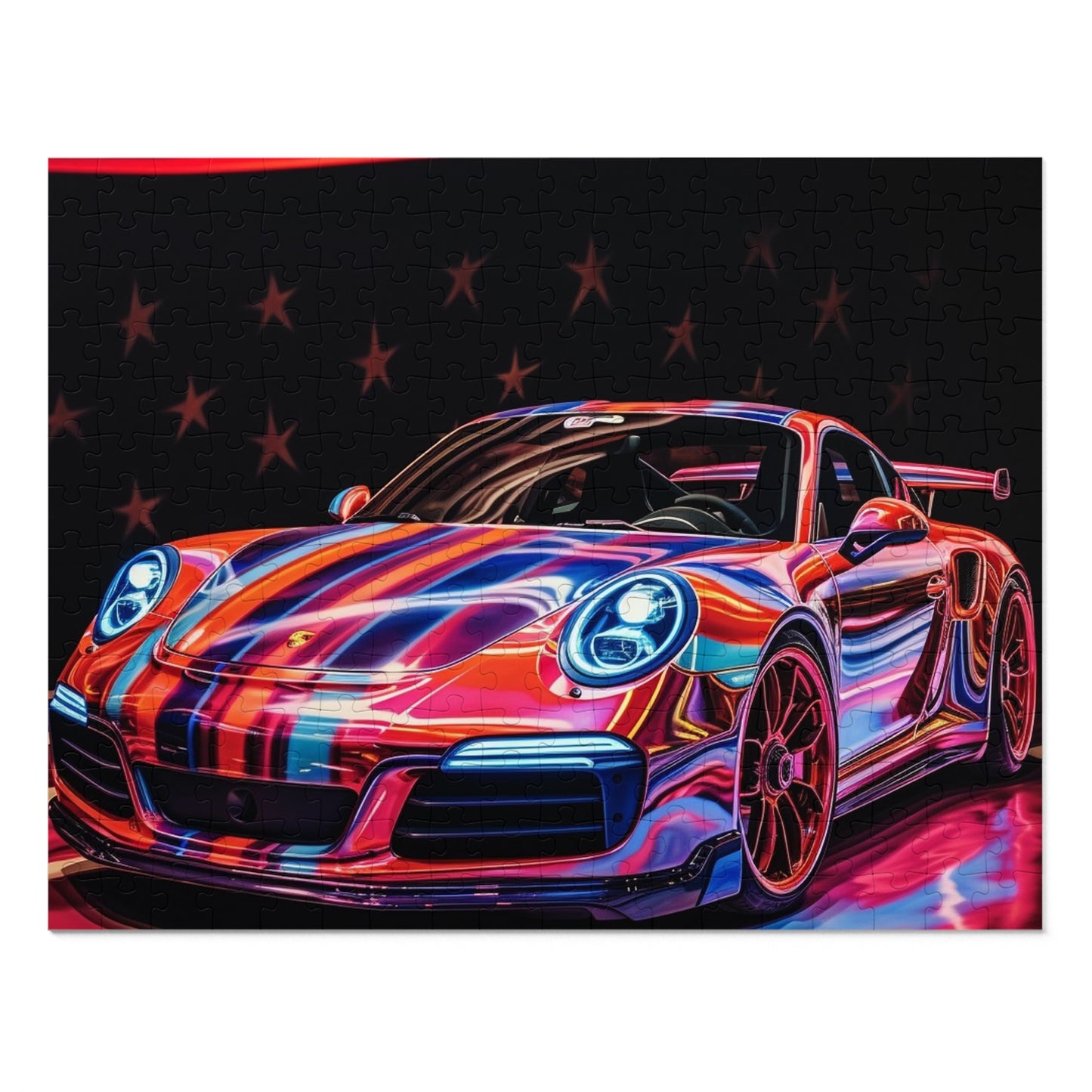 Jigsaw Puzzle (30, 110, 252, 500,1000-Piece) American Flag Colored Porsche 2