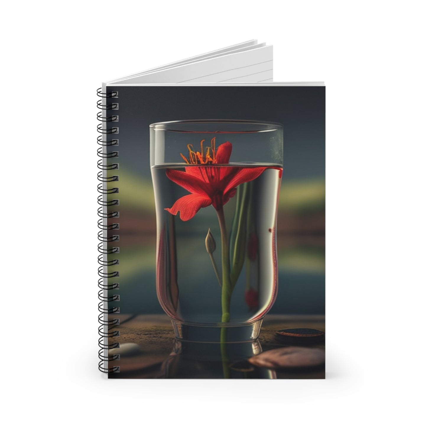 Spiral Notebook - Ruled Line Red Lily in a Glass vase 1
