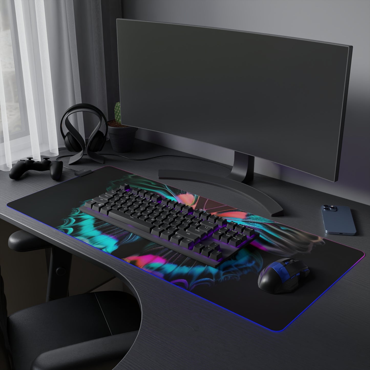 LED Gaming Mouse Pad Neon Butterfly Fusion 3