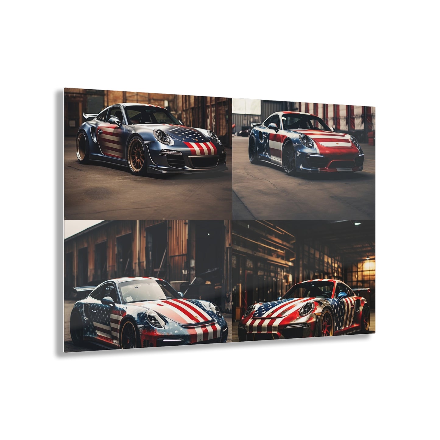 Acrylic Prints American Flag Porsche 5